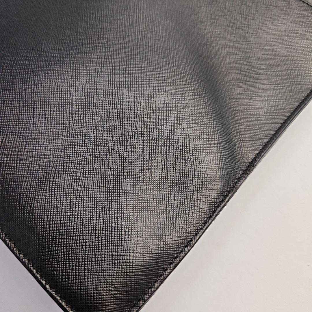 PRADA Black Cowhide Cross Grain Handbag Silver Hardware-(SKU)-948515536
