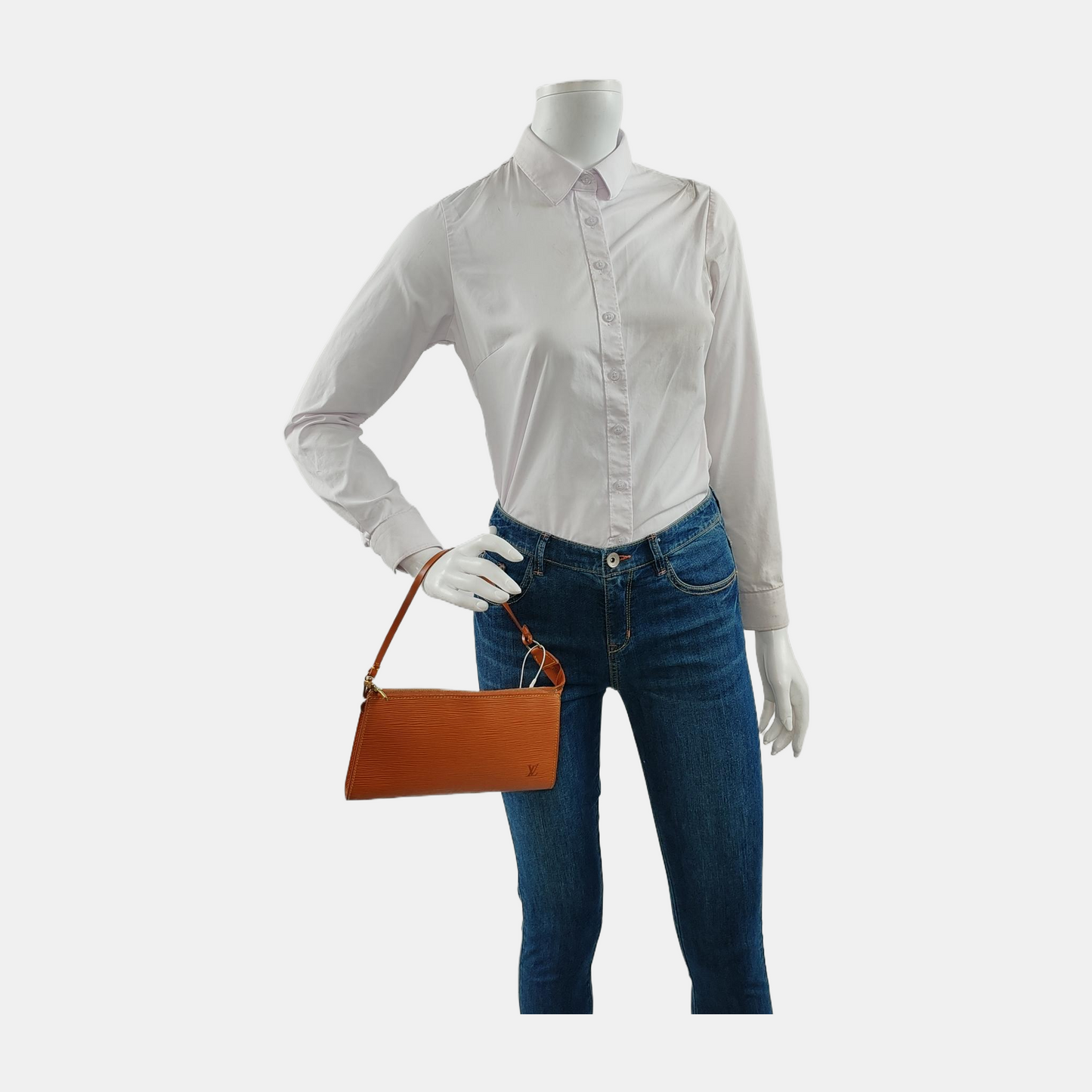 LOUIS VUITTON ACCESSOIRES 棕色EPI牛皮水波纹麻将包Handheld包 Golden hardware Vintage model Removable shoulder strap-(SKU)-948516772