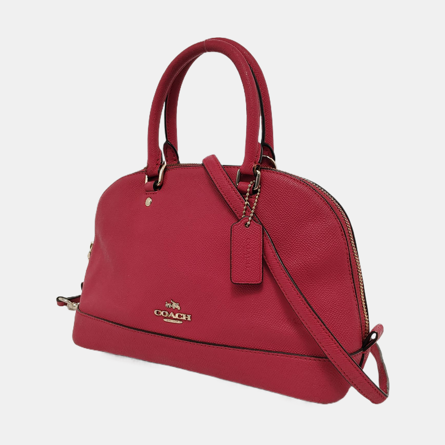 COACH SIERRA Medium size Red Leather Shoulder Bag Crossbody Tote Bag Silver Hardware Removable shoulder strap-(SKU)-948647189