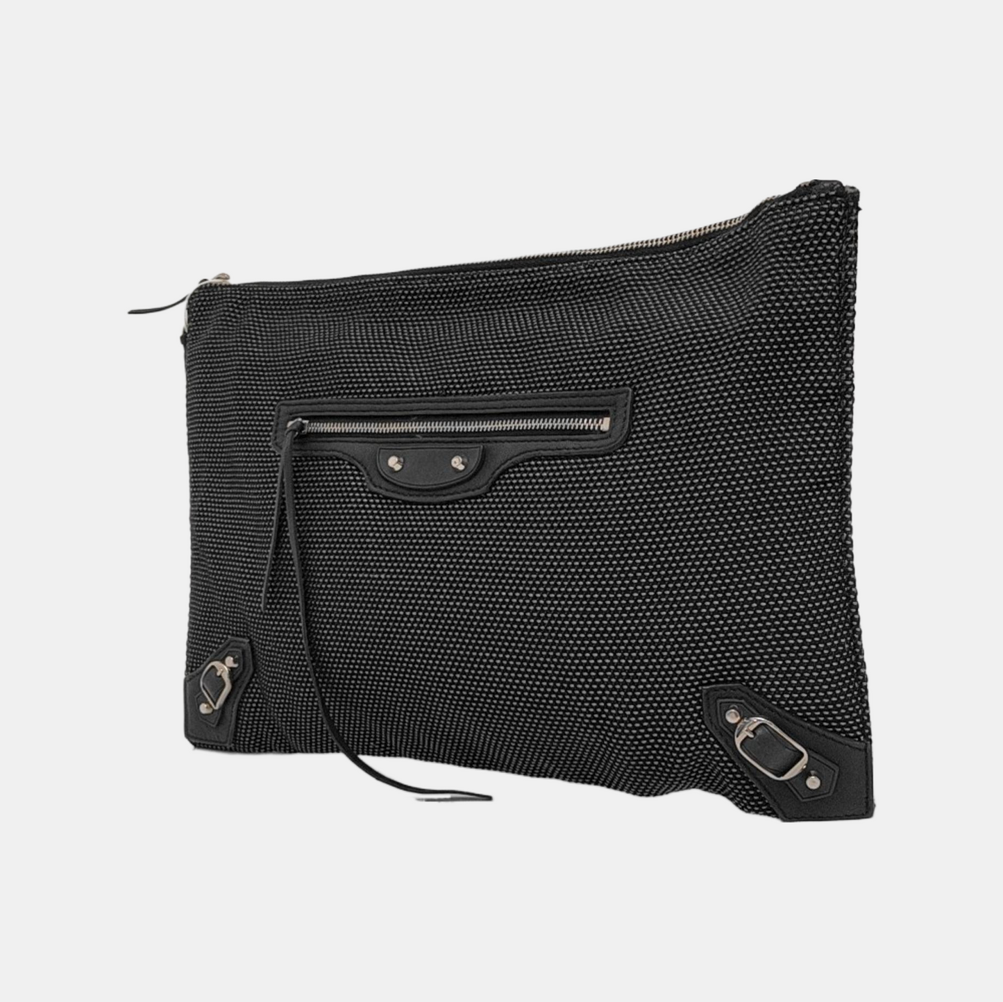 BALENCIAGA Black Fabric Studs Handbag Silver Hardware-(SKU)-949038286