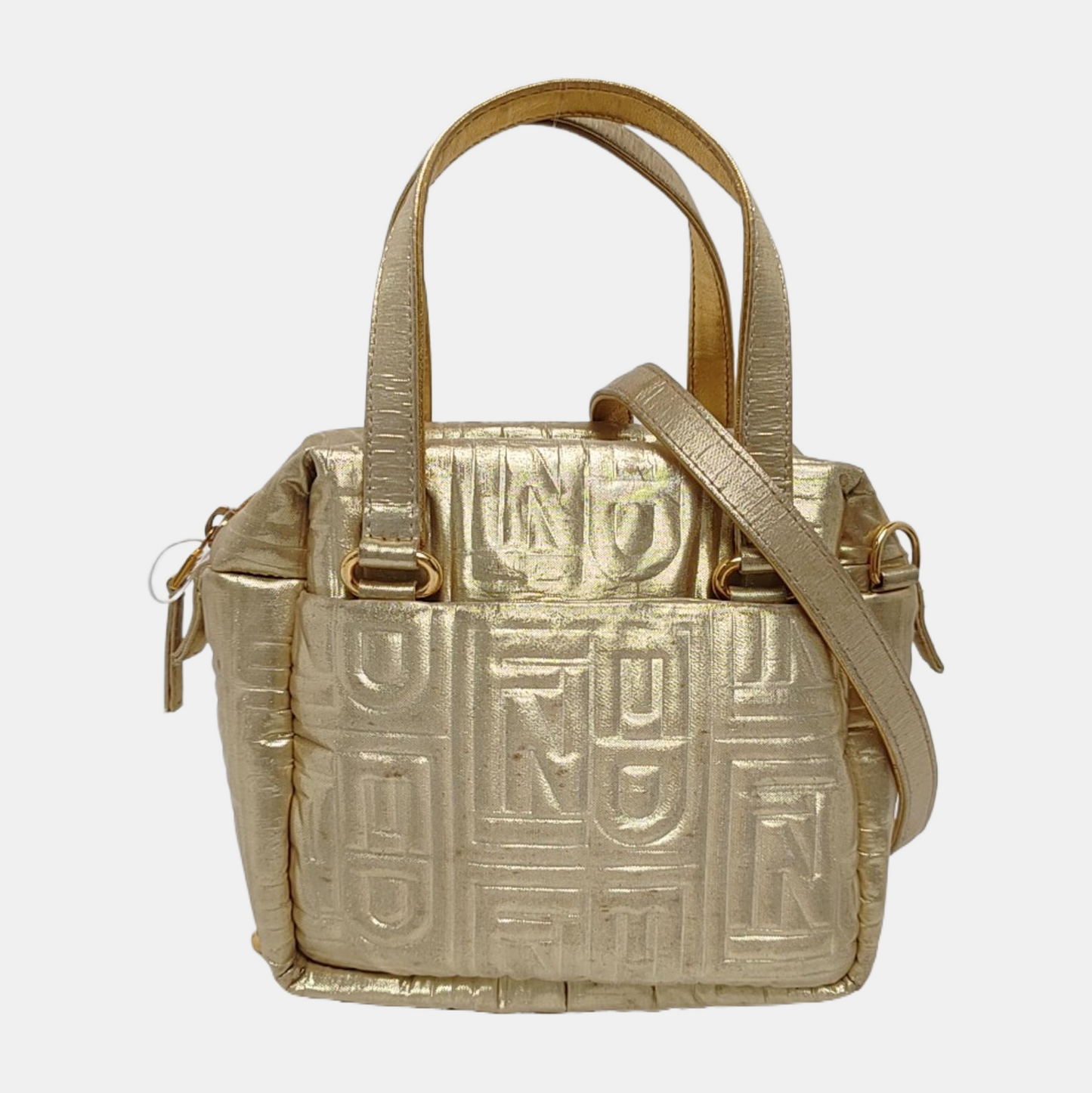 FENDI Gold Fabric Embossed Single Shoulder Bag Handbag Golden hardware Removable shoulder strap-(SKU)-948887695