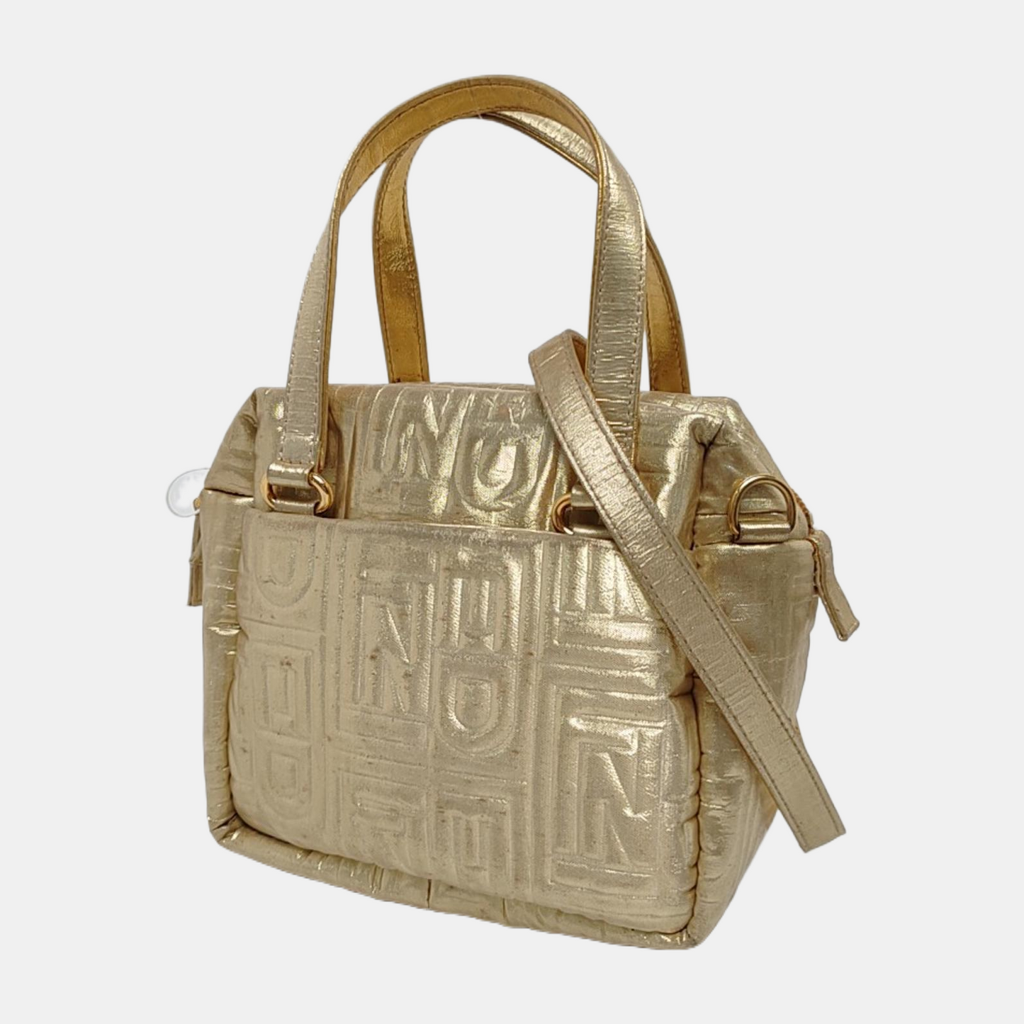 FENDI Gold Fabric Embossed Single Shoulder Bag Handbag Golden hardware Removable shoulder strap-(SKU)-948887695