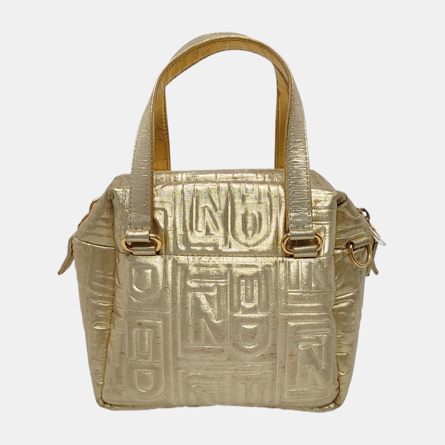 FENDI Gold Fabric Embossed Single Shoulder Bag Handbag Golden hardware Removable shoulder strap-(SKU)-948887695