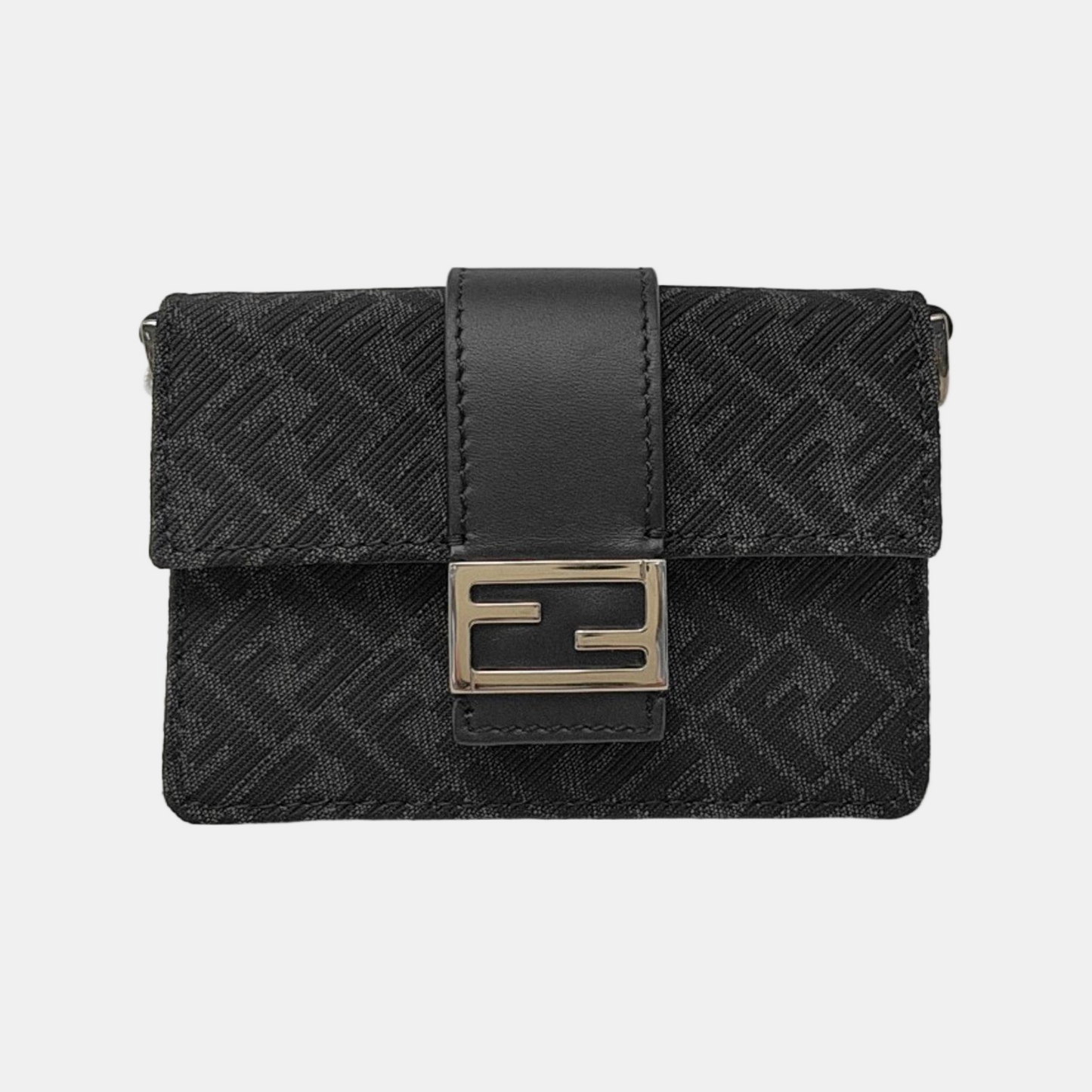 FENDI Baguette mini Black织物双F提花钱包 Silver Hardware-(SKU)-948893473