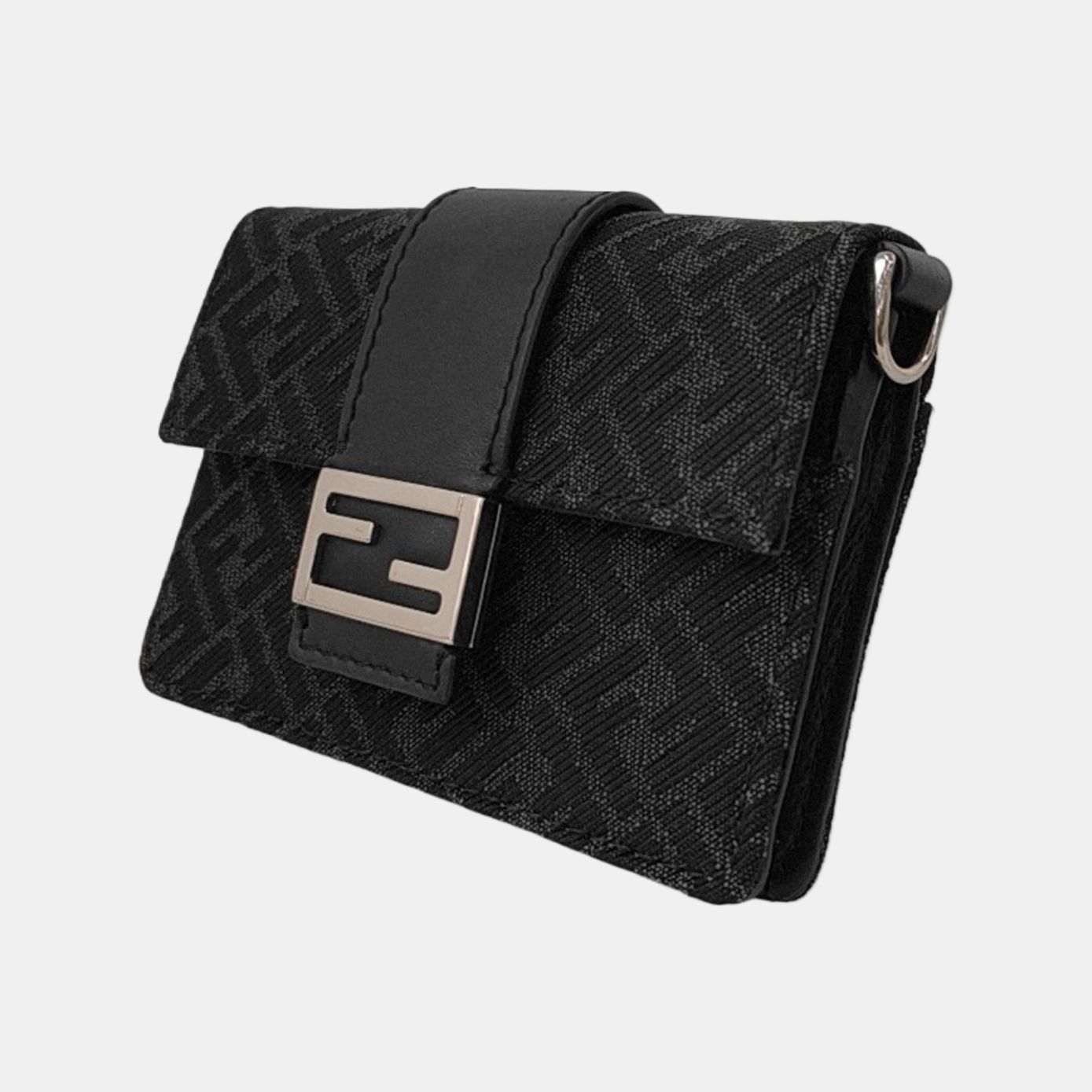FENDI Baguette mini Black织物双F提花钱包 Silver Hardware-(SKU)-948893473