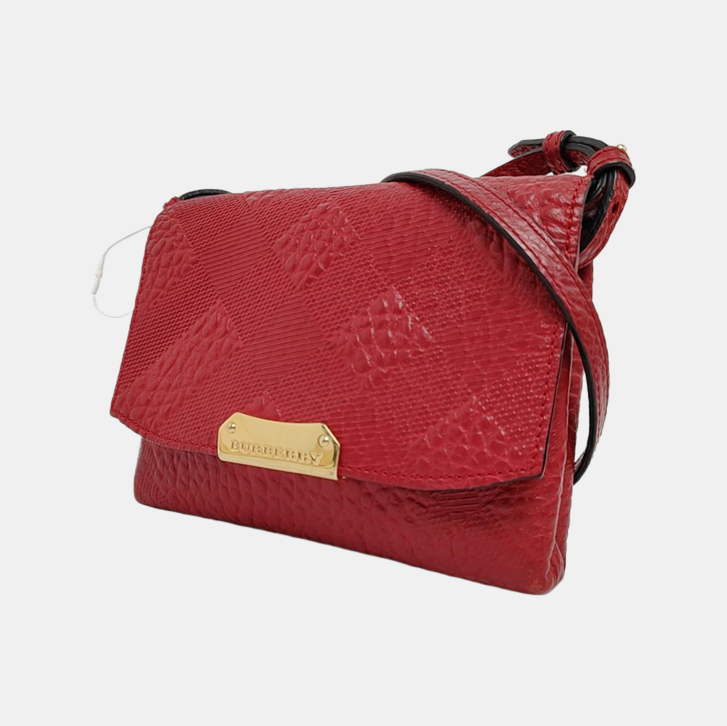BURBERRY Langley Red Leather Monogram Quilted Single Shoulder Bag Crossbody Bag Golden hardware Removable shoulder strap-(SKU)-948627990