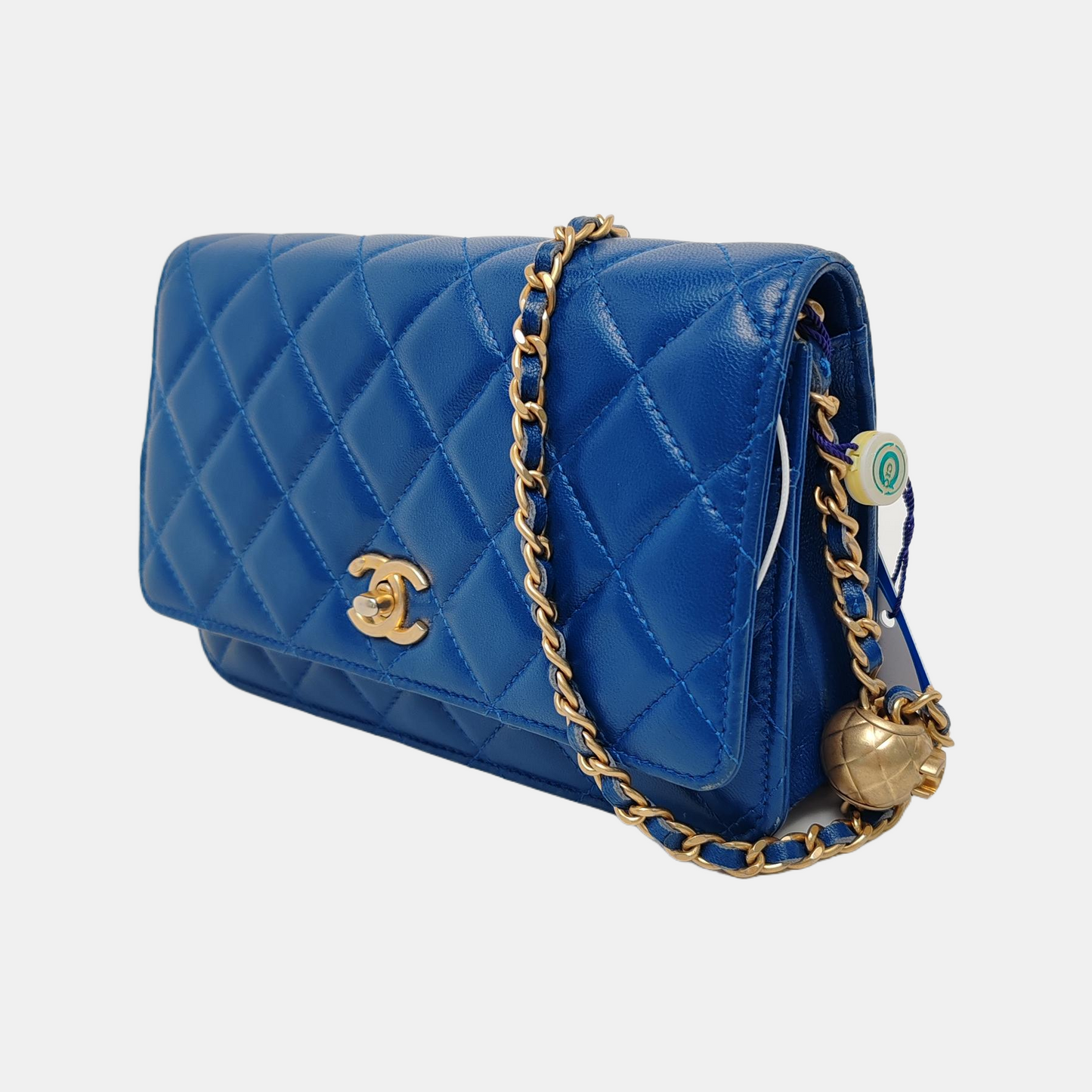 CHANEL WOC Blue Calfskin Quilted Diamond Pattern Crossbody Shoulder Bag Silver Hardware 30 Clasp-(SKU)-949176648