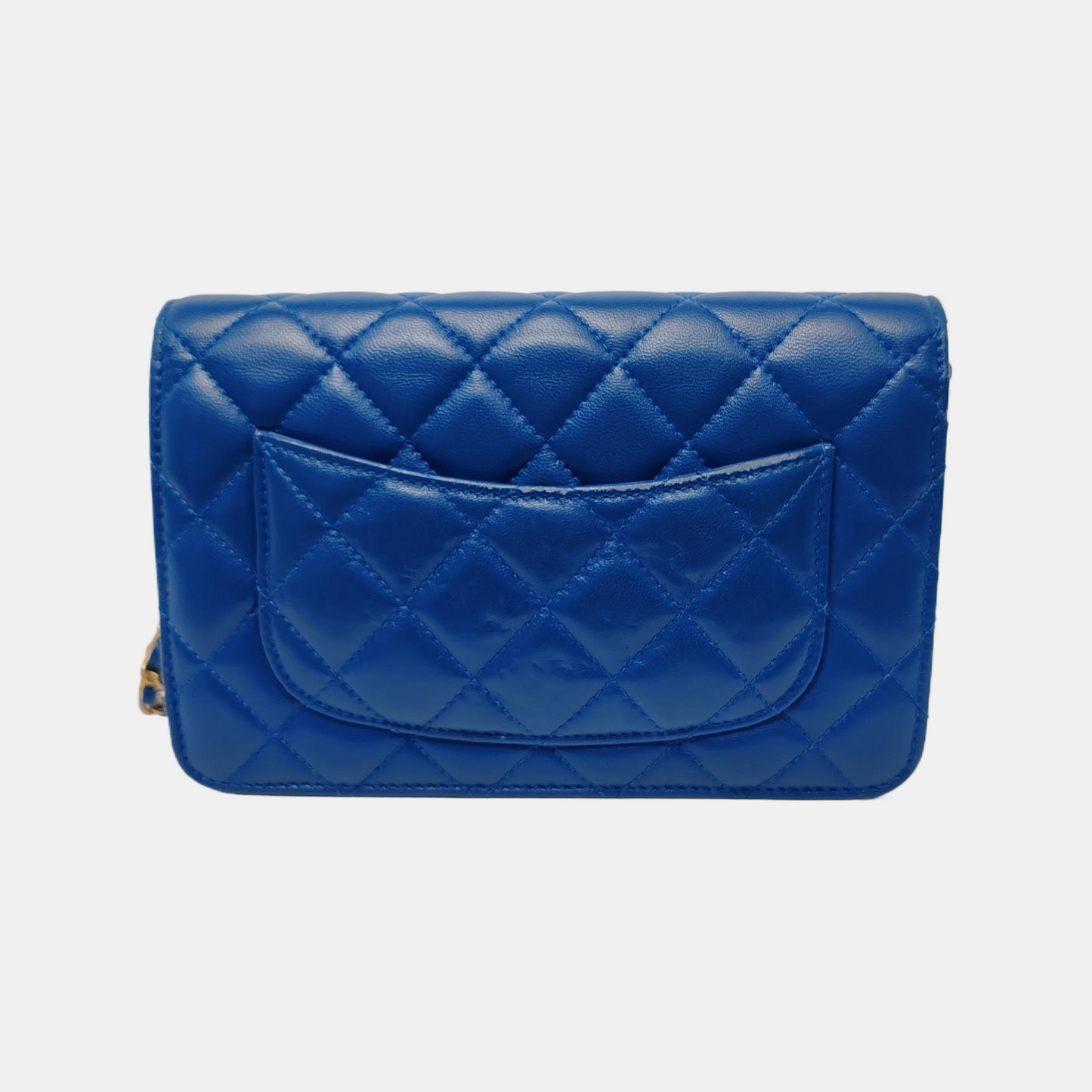 CHANEL WOC Blue Calfskin Quilted Diamond Pattern Crossbody Shoulder Bag Silver Hardware 30 Clasp-(SKU)-949176648