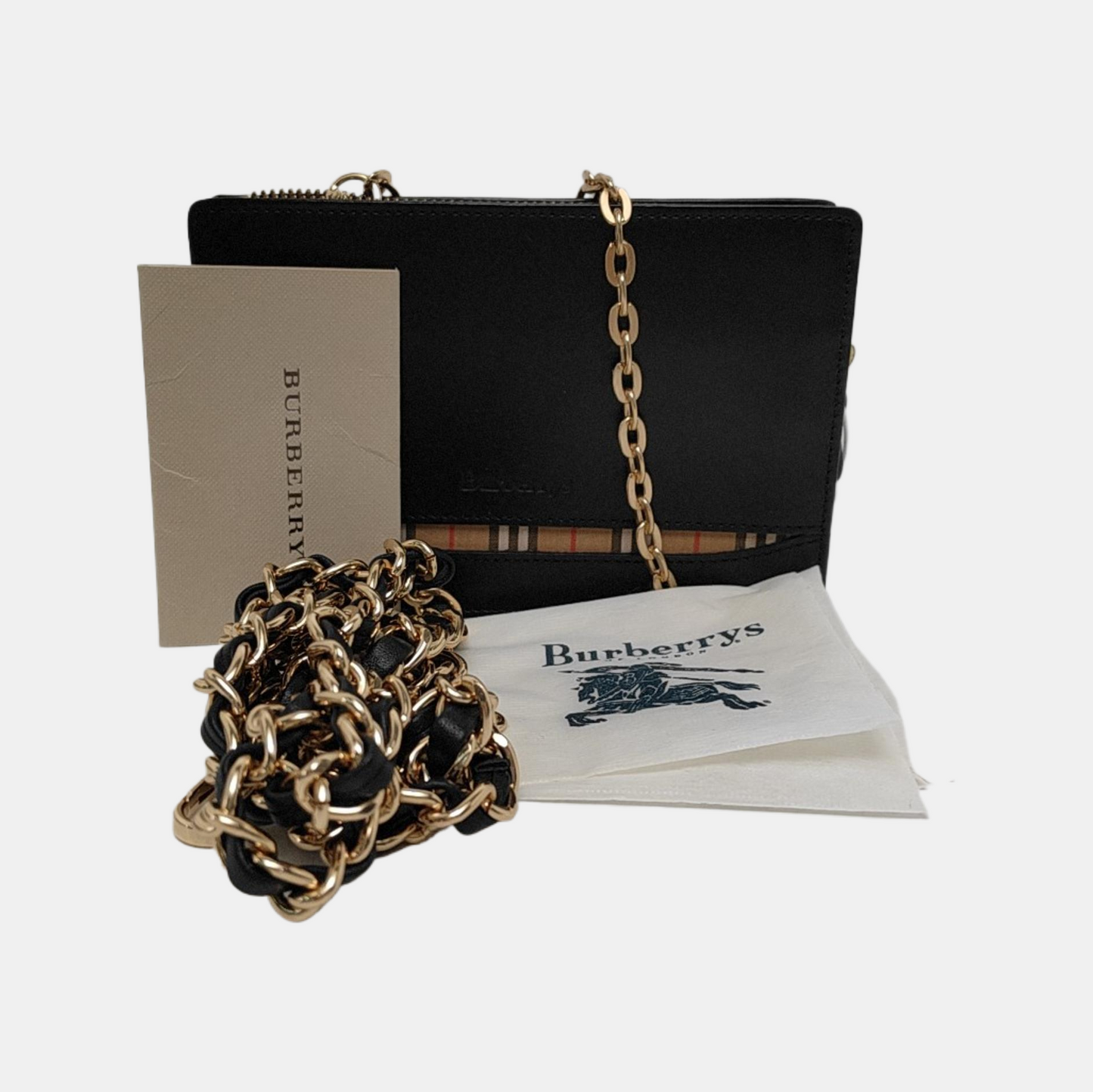 BURBERRY Black Cowhide Clutch Golden hardware-(SKU)-948083814
