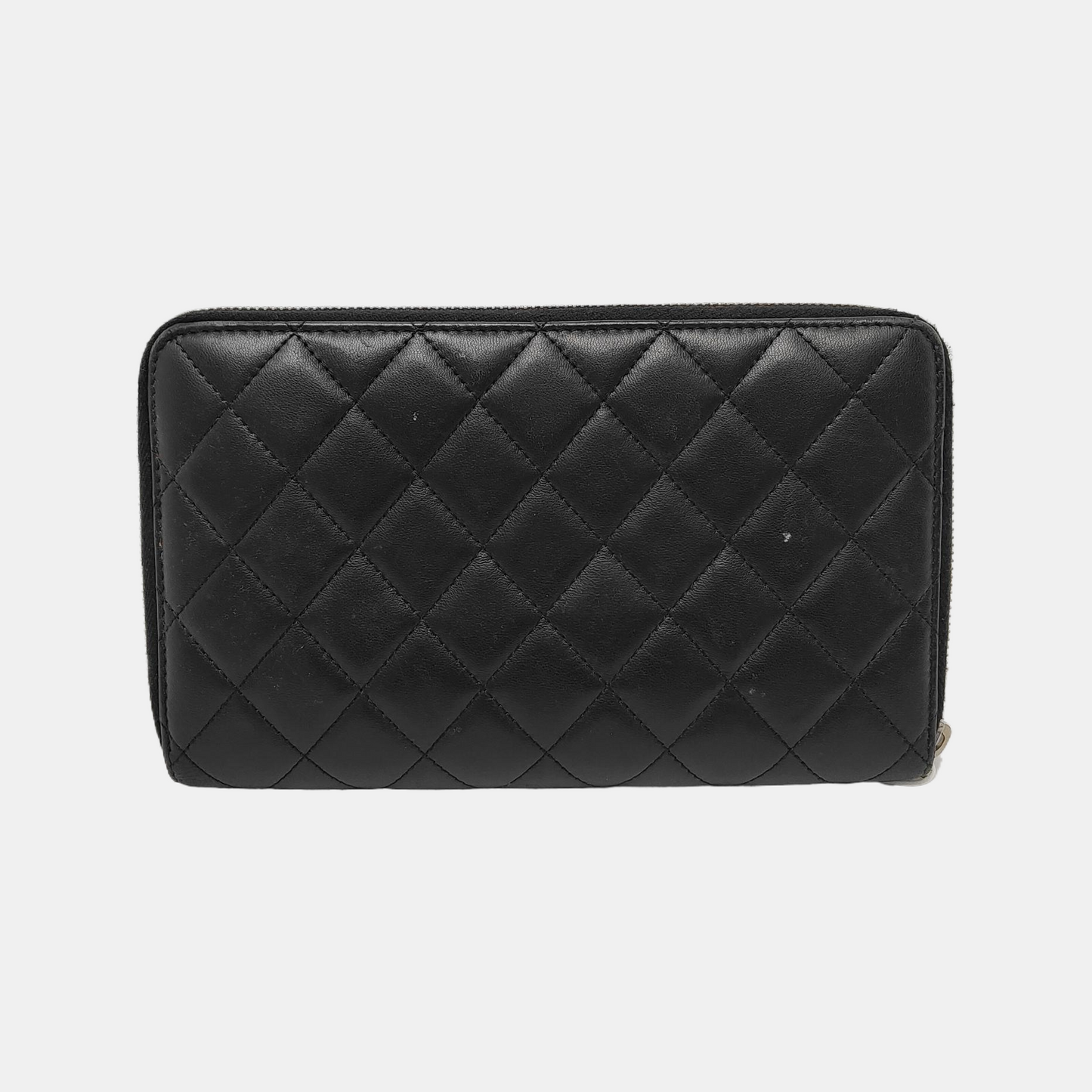 CHANEL Black sheepskin diamond quilted handbag Silver Hardware 15nan-(SKU)-949359055