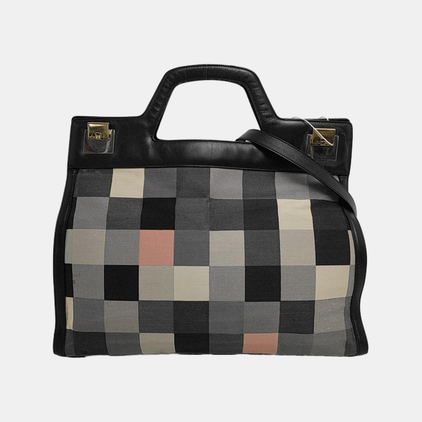 FERRAGAMO Multicolor Fabric Single Shoulder Bag, Handbag Golden Silver Hardware Removable shoulder strap-(SKU)-944274494