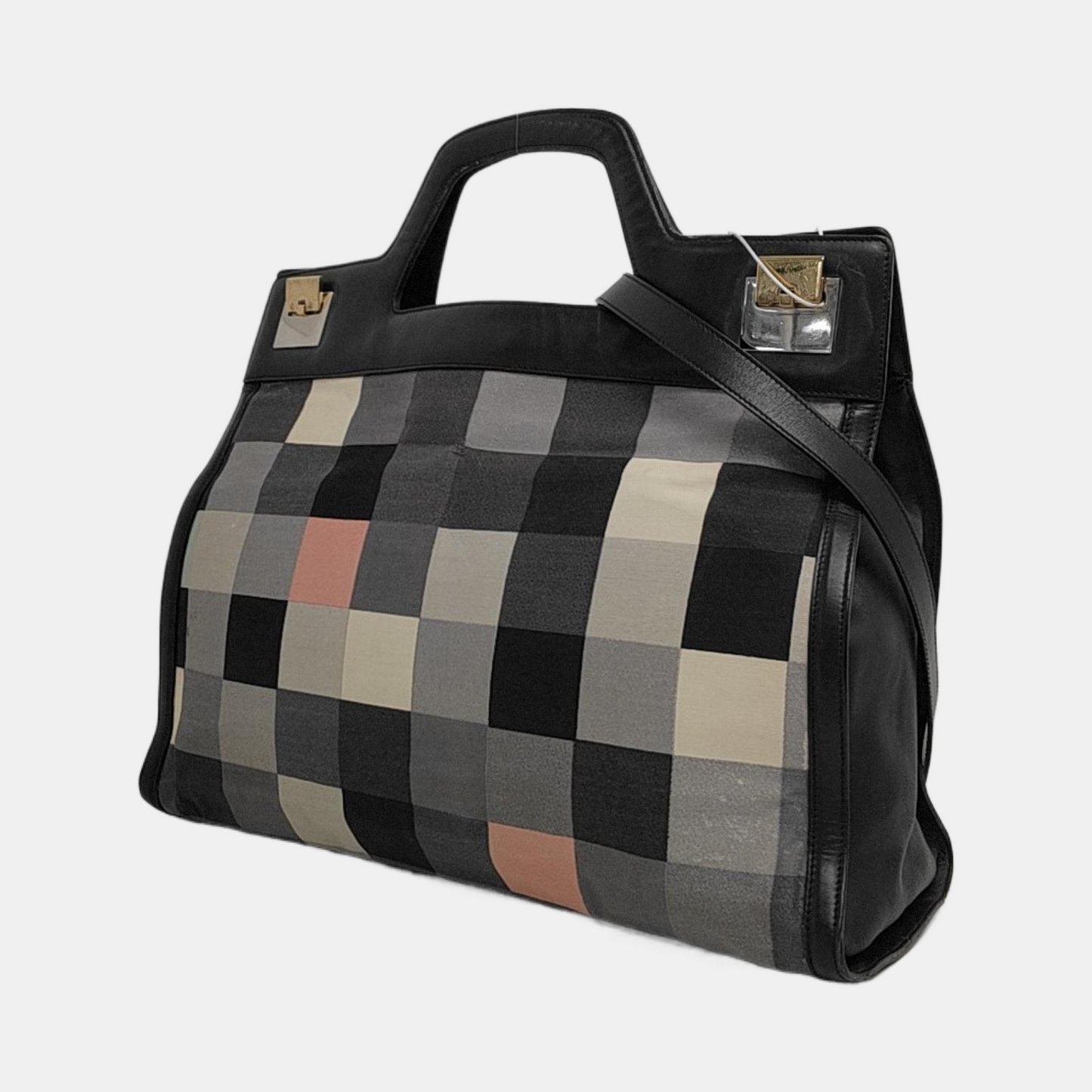 FERRAGAMO Multicolor Fabric Single Shoulder Bag, Handbag Golden Silver Hardware Removable shoulder strap-(SKU)-944274494