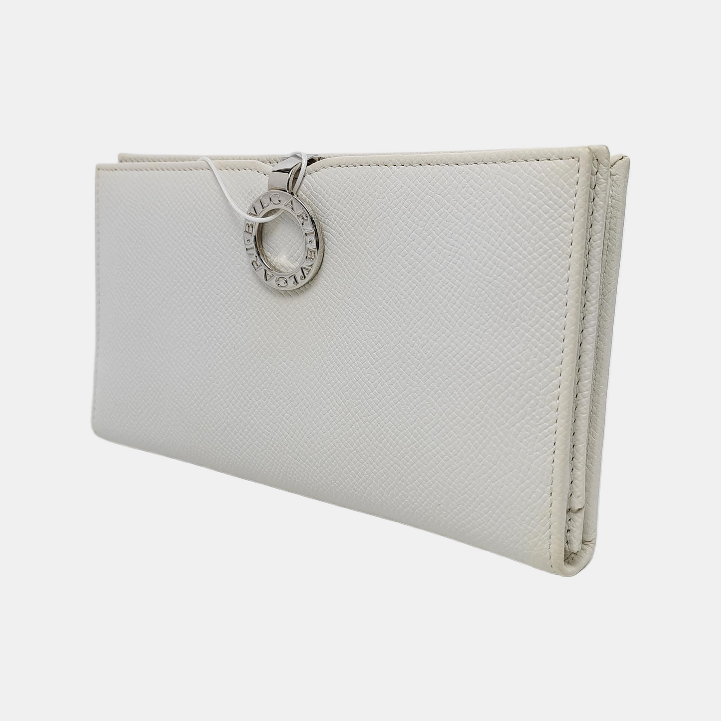 BVLGARI BVLGARI White Cowhide Wallet Silver Hardware-(SKU)-949211170