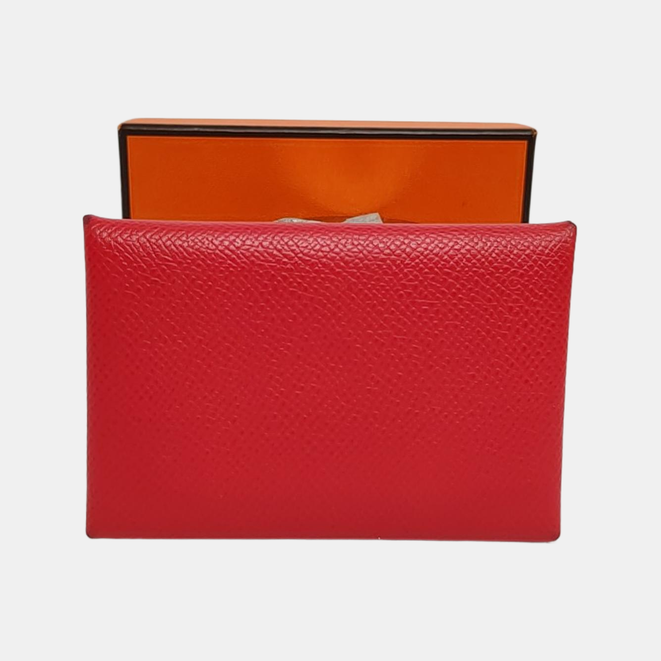 HERMÈS Calvi True redEpsom牛皮卡包 Silver Hardware Tstamp-(SKU)-949332528