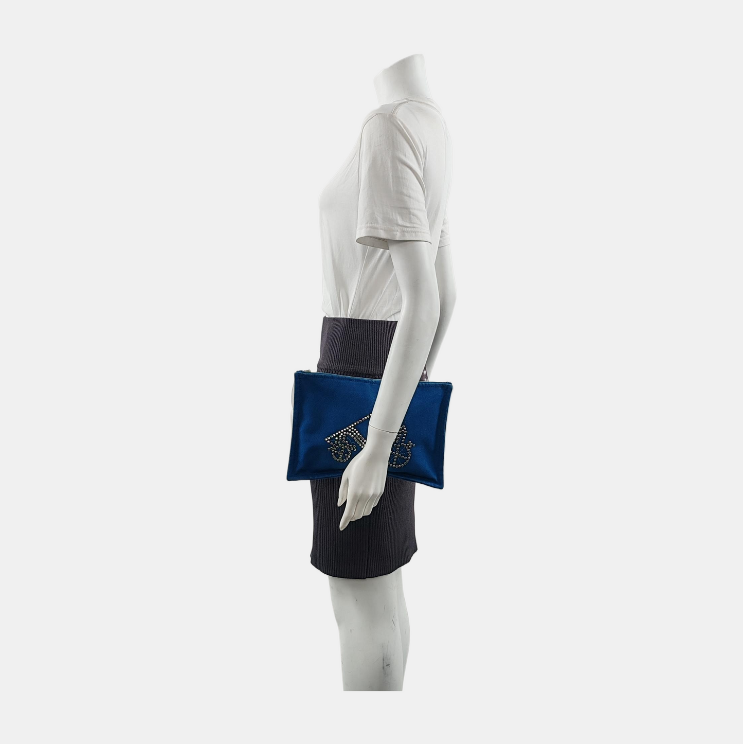 HERMÈS Medium size Deep Blue Canvas Studs Handbag Silver Hardware-(SKU)-949456295