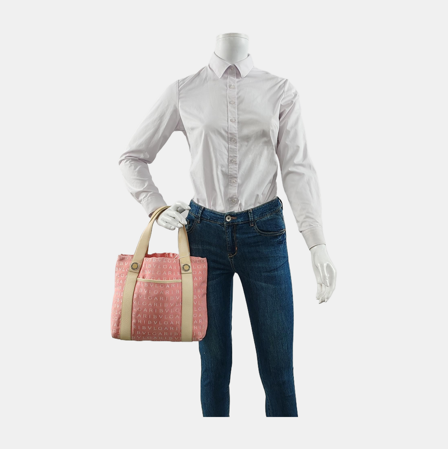 BVLGARI SOPHIA Pink Canvas Floral Handbag Single Shoulder Bag Golden hardware Sub-bag-(SKU)-949452566