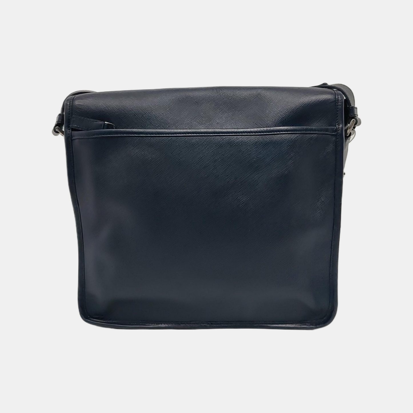 PRADA Dark Blue Cowhide Cross Grain Crossbody Bag Single Shoulder Bag Silver Hardware-(SKU)-949542016