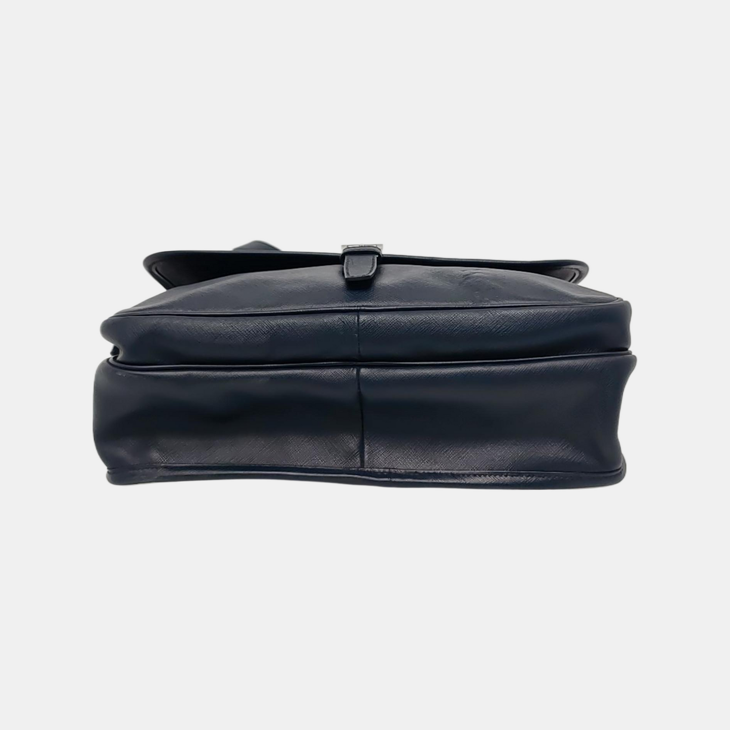 PRADA Dark Blue Cowhide Cross Grain Crossbody Bag Single Shoulder Bag Silver Hardware-(SKU)-949542016