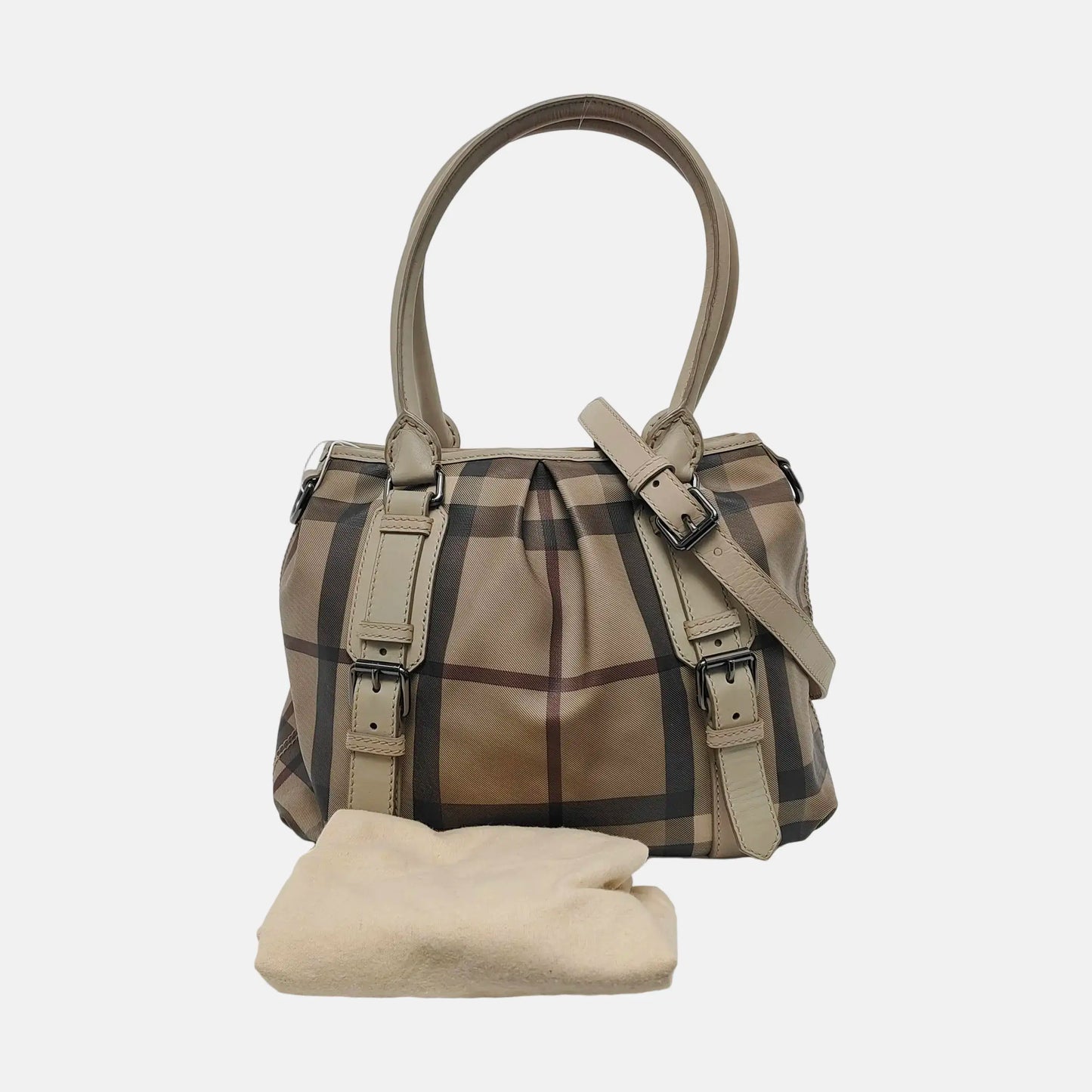 BURBERRY Northfield Small size Grey Coated Canvas Military Horse Pattern Shoulder Bag Ruthenium color hardware Removable shoulder strap-(SKU)-949857384