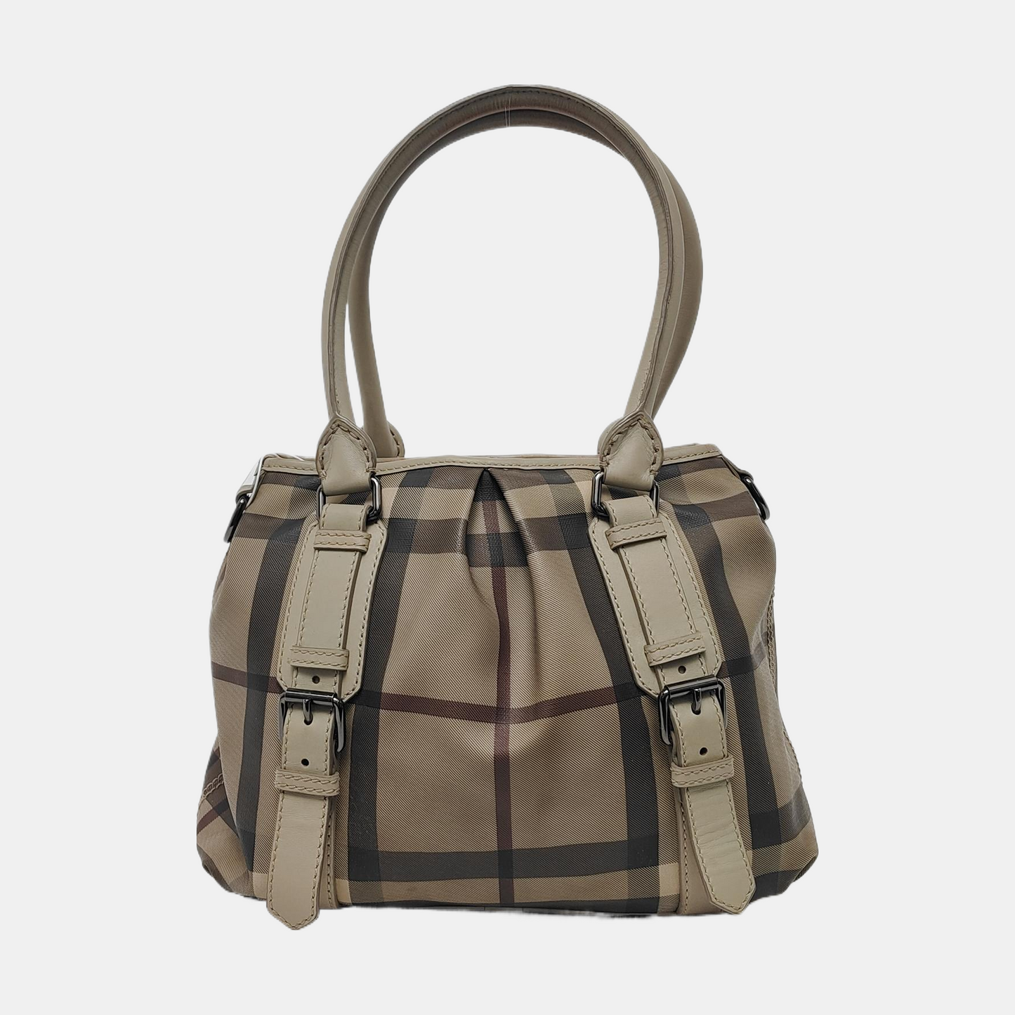 BURBERRY Northfield Small size Grey Coated Canvas Military Horse Pattern Shoulder Bag Ruthenium color hardware Removable shoulder strap-(SKU)-949857384