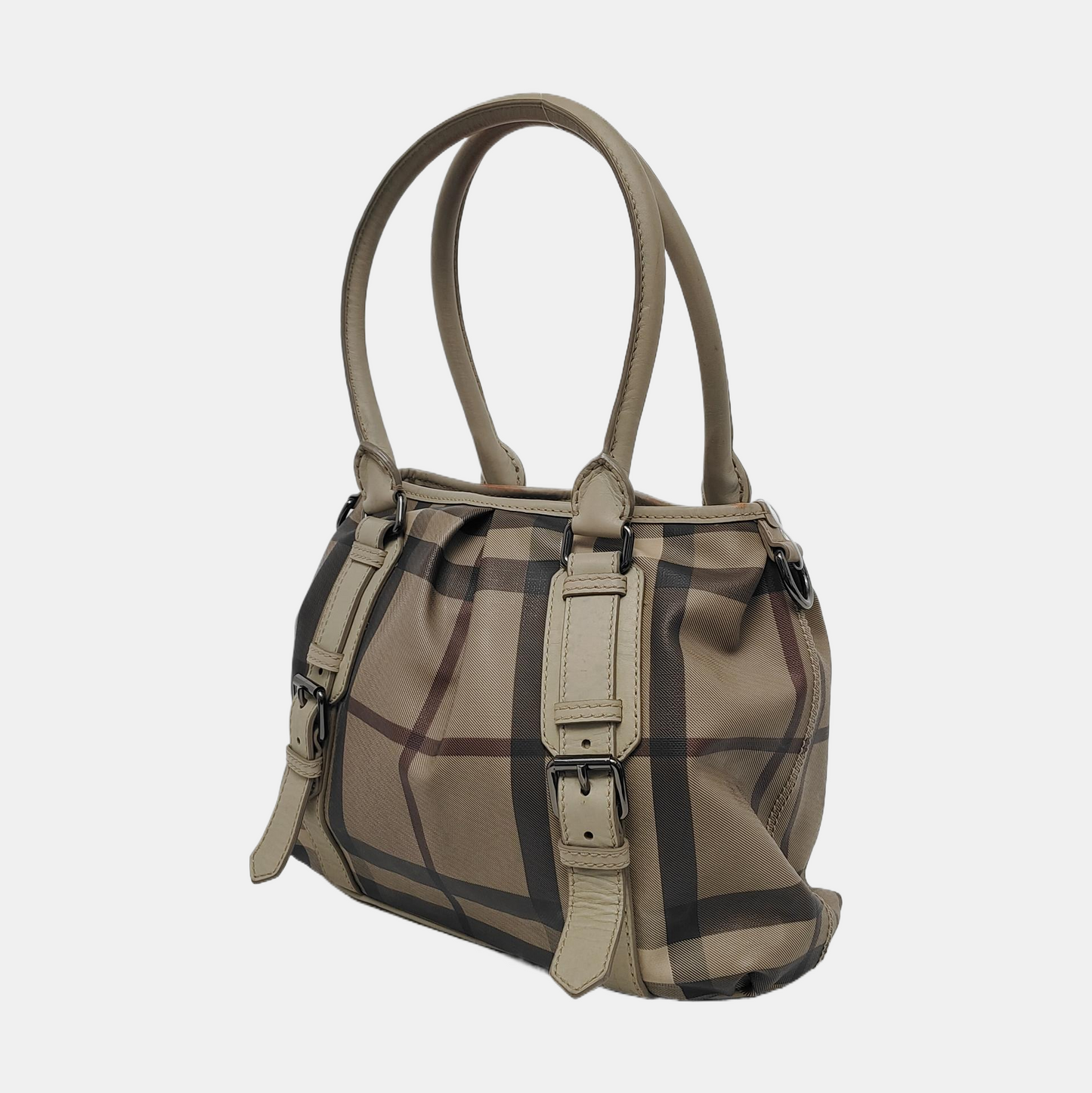BURBERRY Northfield Small size Grey Coated Canvas Military Horse Pattern Shoulder Bag Ruthenium color hardware Removable shoulder strap-(SKU)-949857384