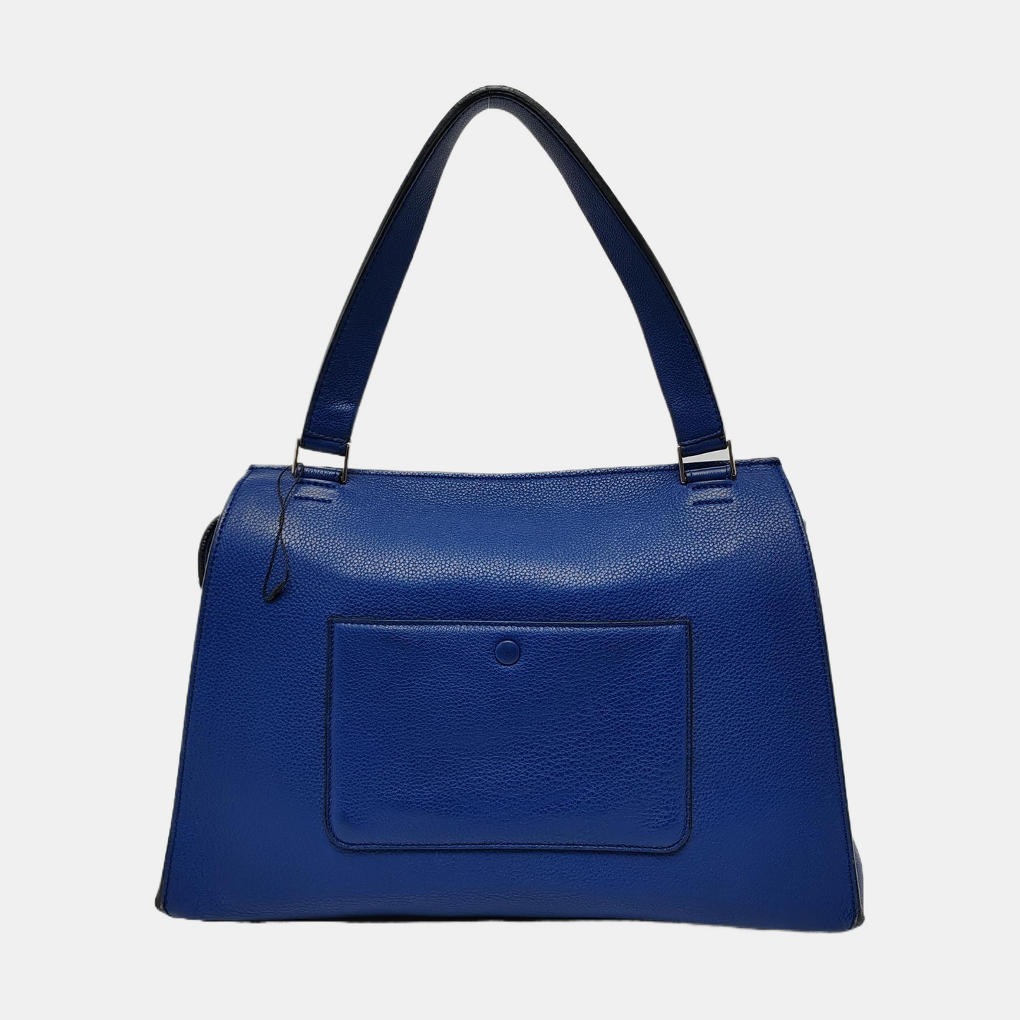 CELINE EDGE Blue Calf Leather Shoulder Bag Tote Silver Hardware-(SKU)-950037695