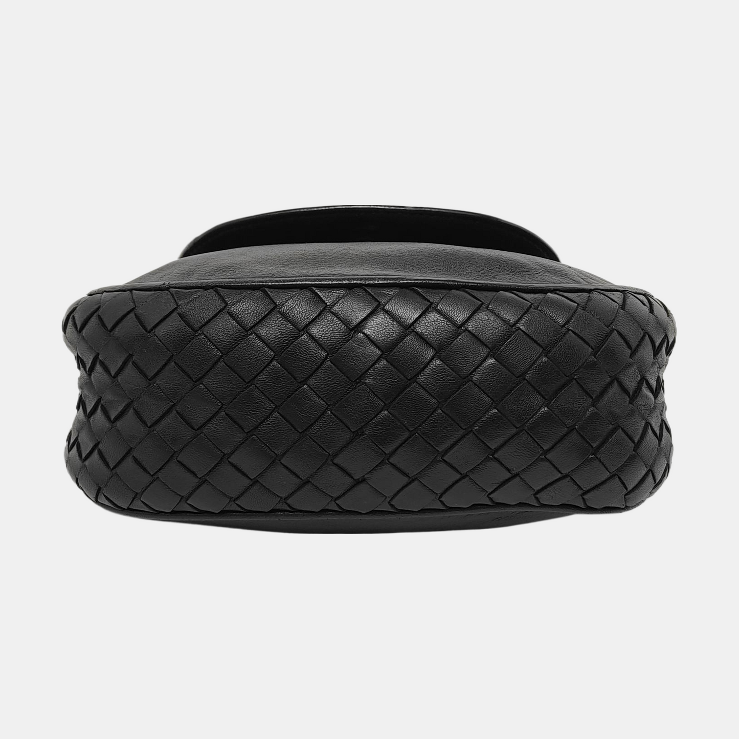 BOTTEGA VENETA Nodini Small size Black Lamb Leather Woven Crossbody Ruthenium color hardware-(SKU)-949692354