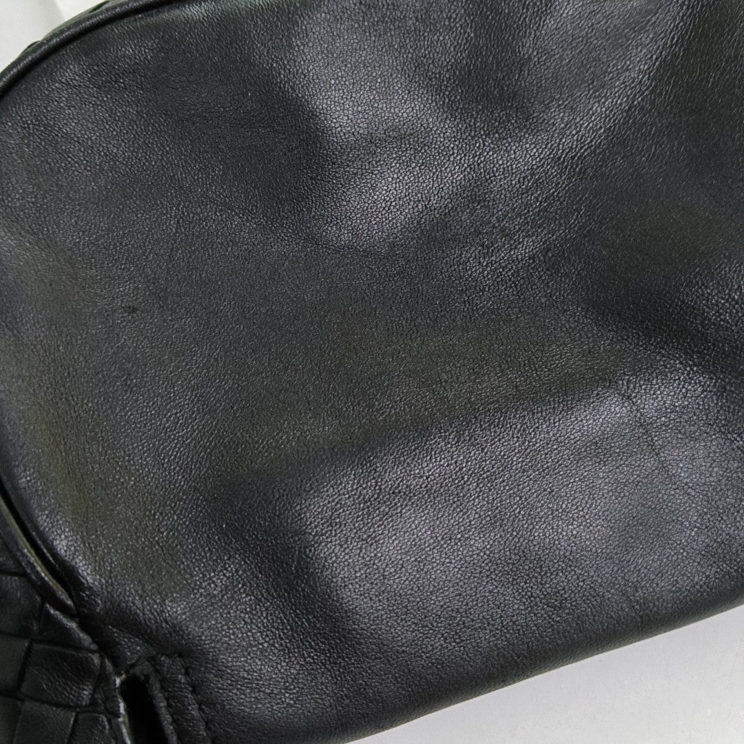BOTTEGA VENETA Nodini Small size Black Lamb Leather Woven Crossbody Ruthenium color hardware-(SKU)-949692354