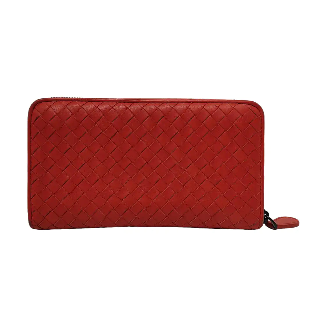 BOTTEGA VENETA Red Sheepskin Weave Wallet Ruthenium color hardware-(SKU)-949846993
