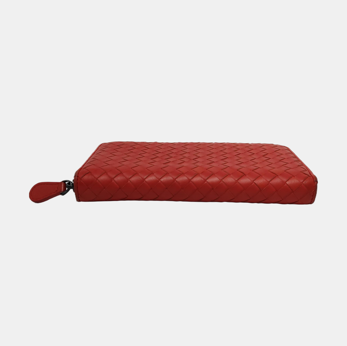 BOTTEGA VENETA Red Sheepskin Weave Wallet Ruthenium color hardware-(SKU)-949846993