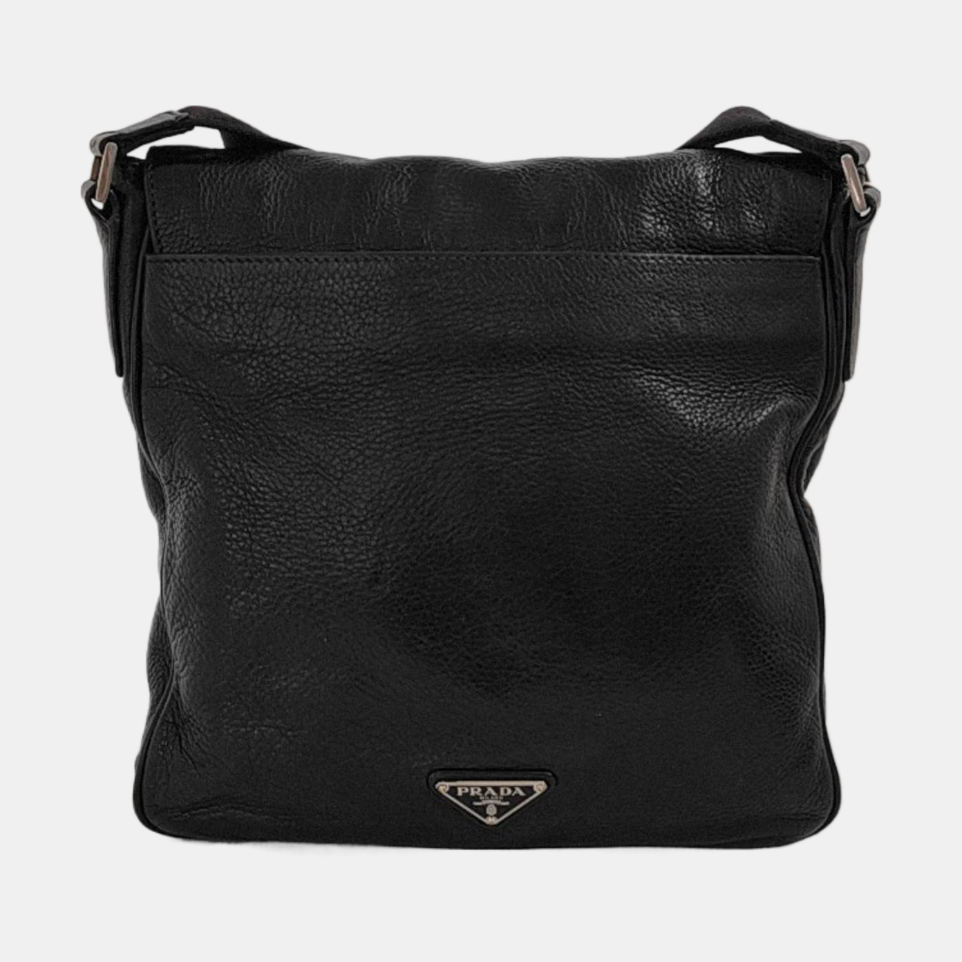 PRADA Easy Black cowhide cross-grain shoulder bag/crossbody bag Silver Hardware-(SKU)-950024216