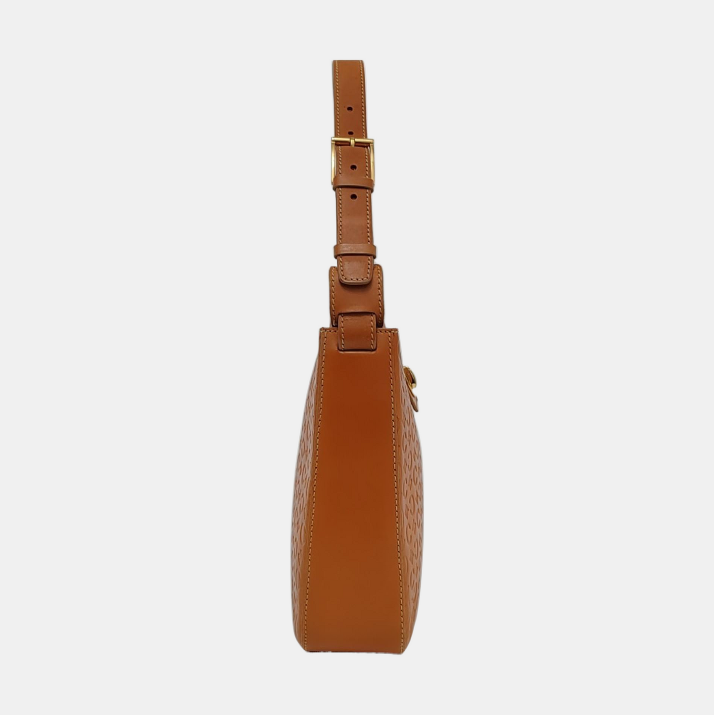 CELINE Caramel Cowhide Triumph Monogrammed Single Shoulder Bag Handbag Golden hardware-(SKU)-950054441
