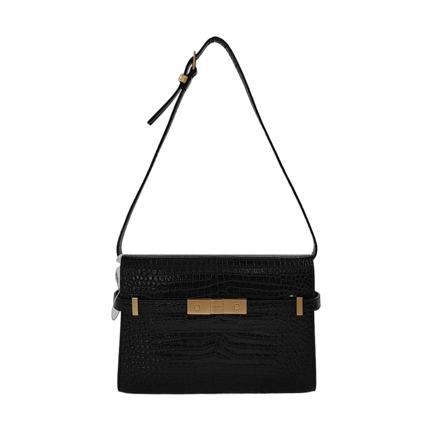 YSL MANHATTAN Small Black Calfskin Embossed Manhattan Bag Single Shoulder Bag Gold Hardware Removable Strap-(SKU)-950079755