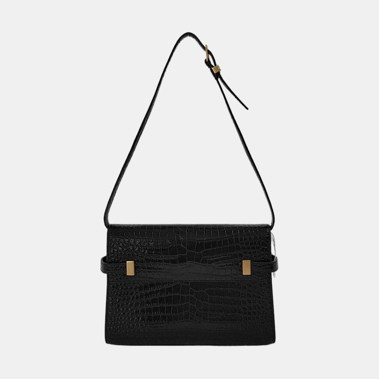 YSL MANHATTAN Small Black Calfskin Embossed Manhattan Bag Single Shoulder Bag Gold Hardware Removable Strap-(SKU)-950079755