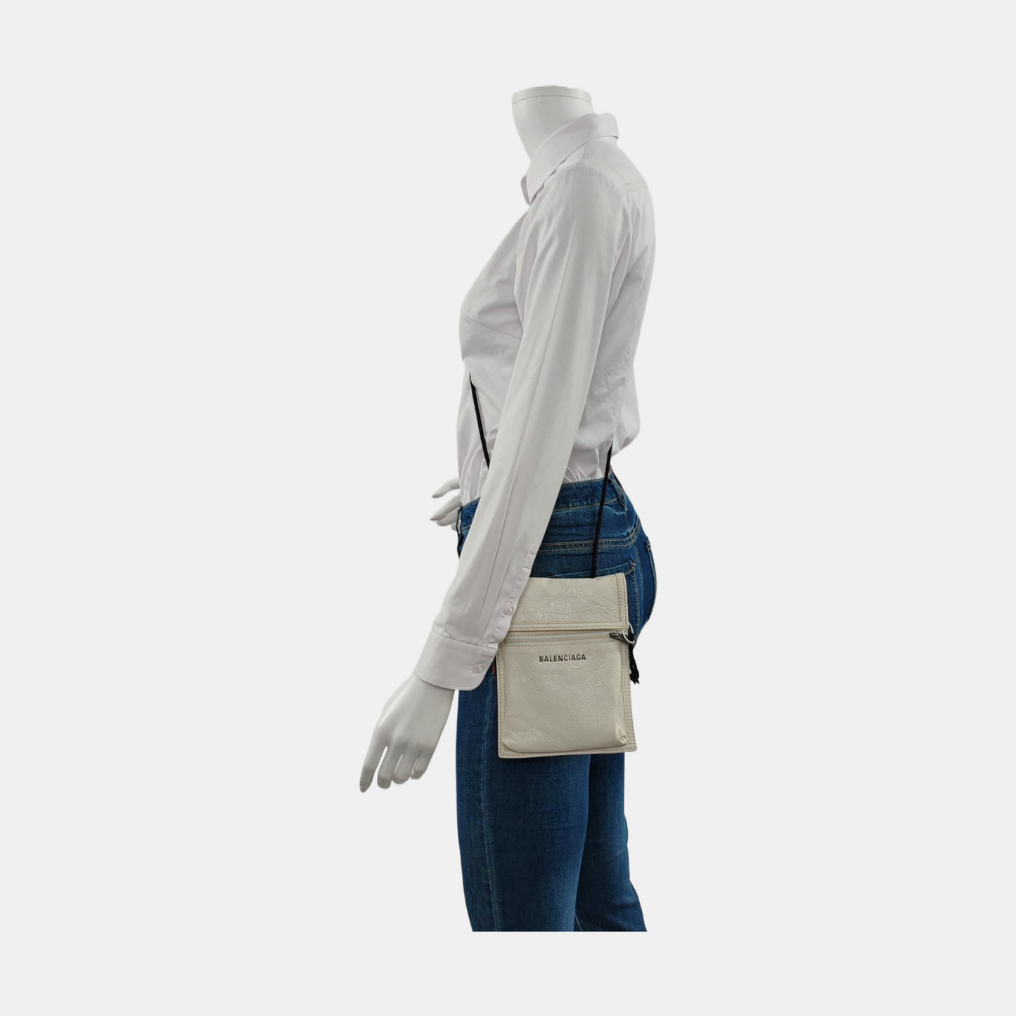 BALENCIAGA Explorer Small size White Sheepskin Single Shoulder Bag Crossbody Bag Black hardware-(SKU)-950105864