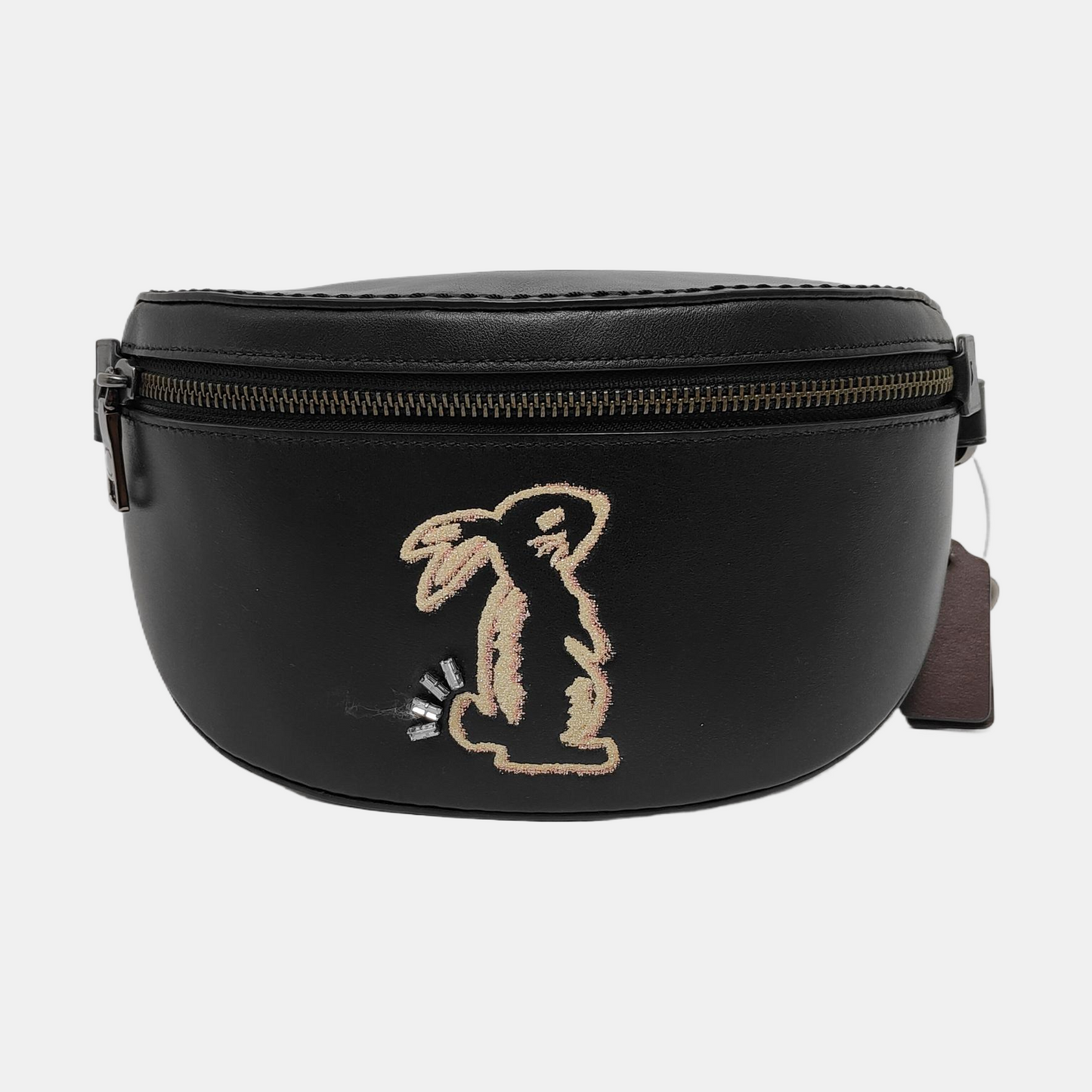 COACH Black皮革刺绣腰包腰包/胸包 Gold Black Hardware-(SKU)-950421260
