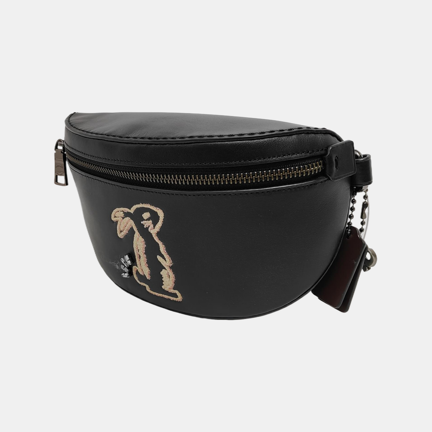 COACH Black皮革刺绣腰包腰包/胸包 Gold Black Hardware-(SKU)-950421260