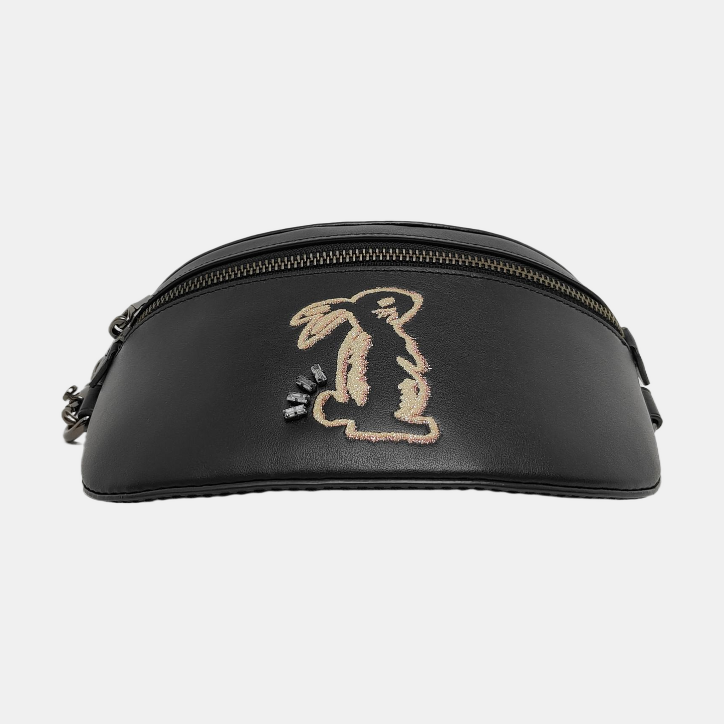COACH Black皮革刺绣腰包腰包/胸包 Gold Black Hardware-(SKU)-950421260