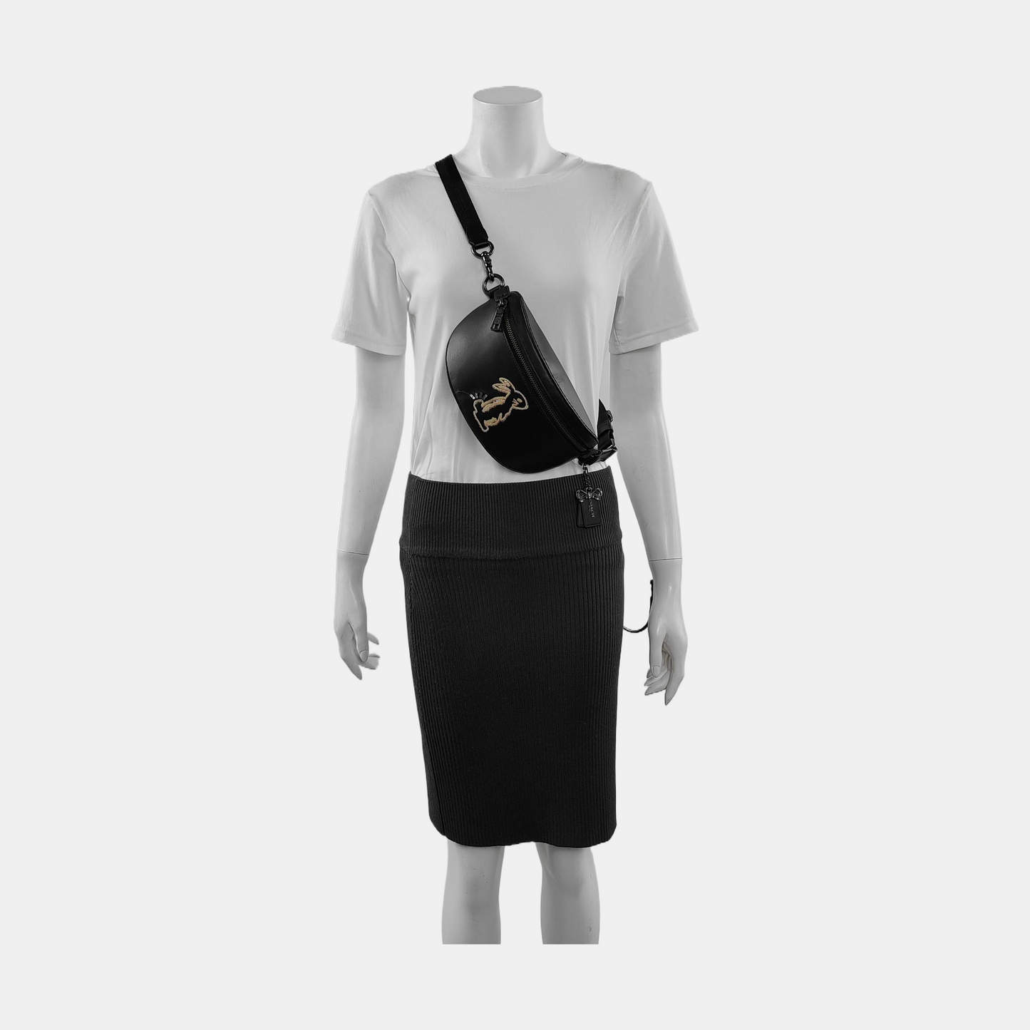COACH Black皮革刺绣腰包腰包/胸包 Gold Black Hardware-(SKU)-950421260