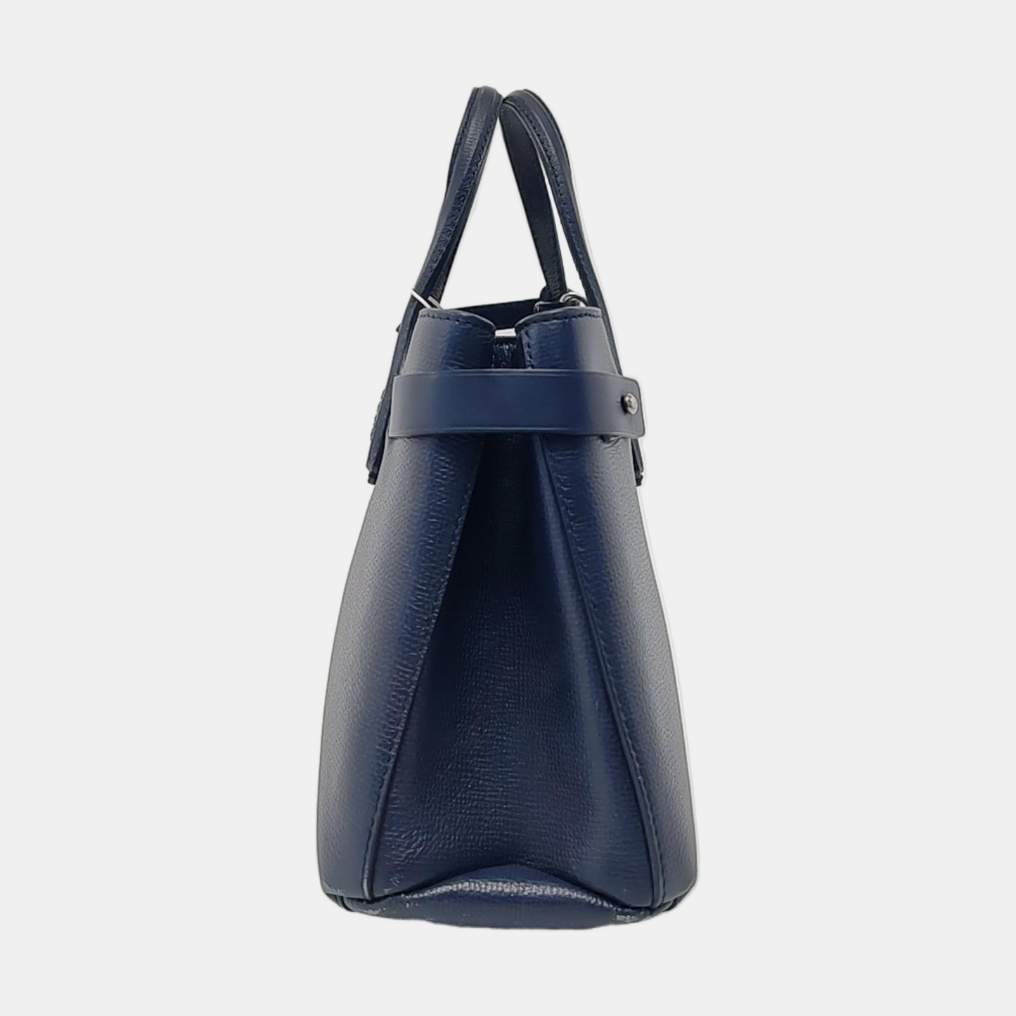 BURBERRY The Banner Small size Navy Blue Cowhide Shoulder Bag Tote Crossbody Silver Hardware-(SKU)-950330080