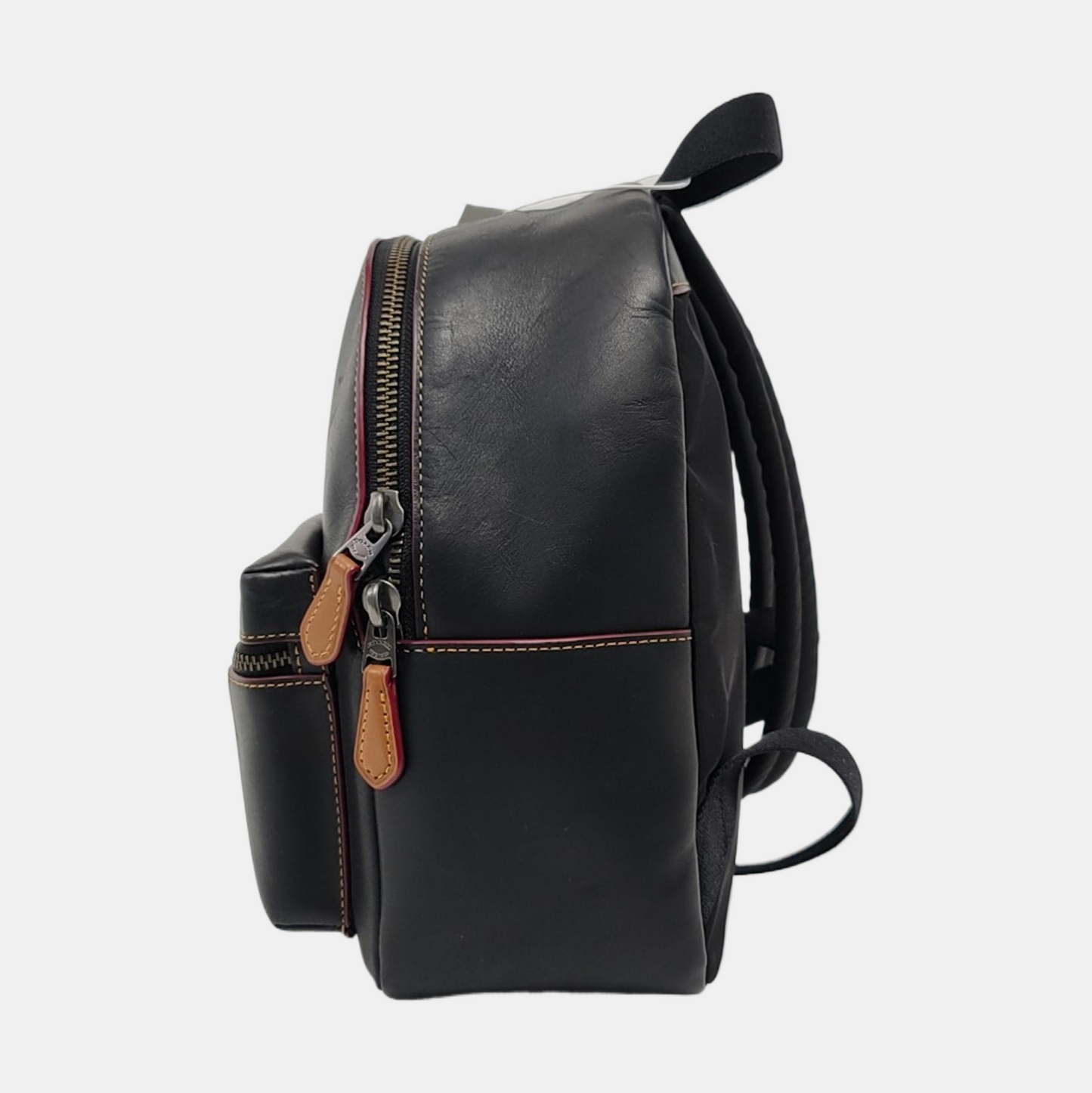 COACH CHARLIE Black Leather Backpack Shoulder Bag Golden hardware-(SKU)-950368731
