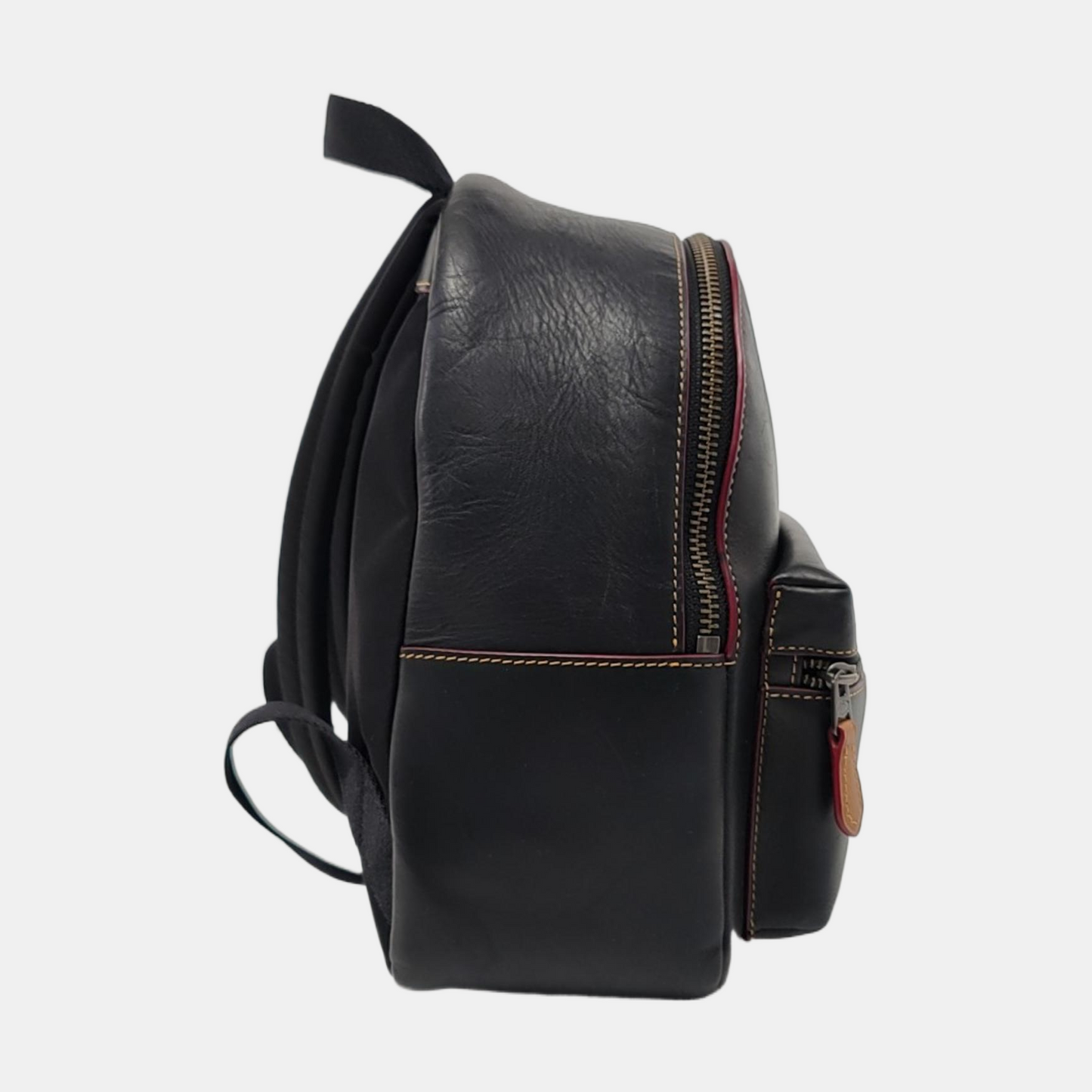COACH CHARLIE Black Leather Backpack Shoulder Bag Golden hardware-(SKU)-950368731