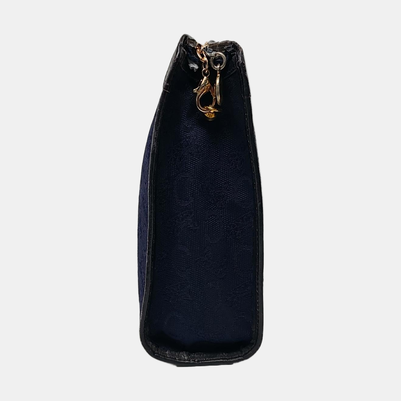CELINE Dark Blue Canvas Floral Handbag Golden hardware-(SKU)-950300575