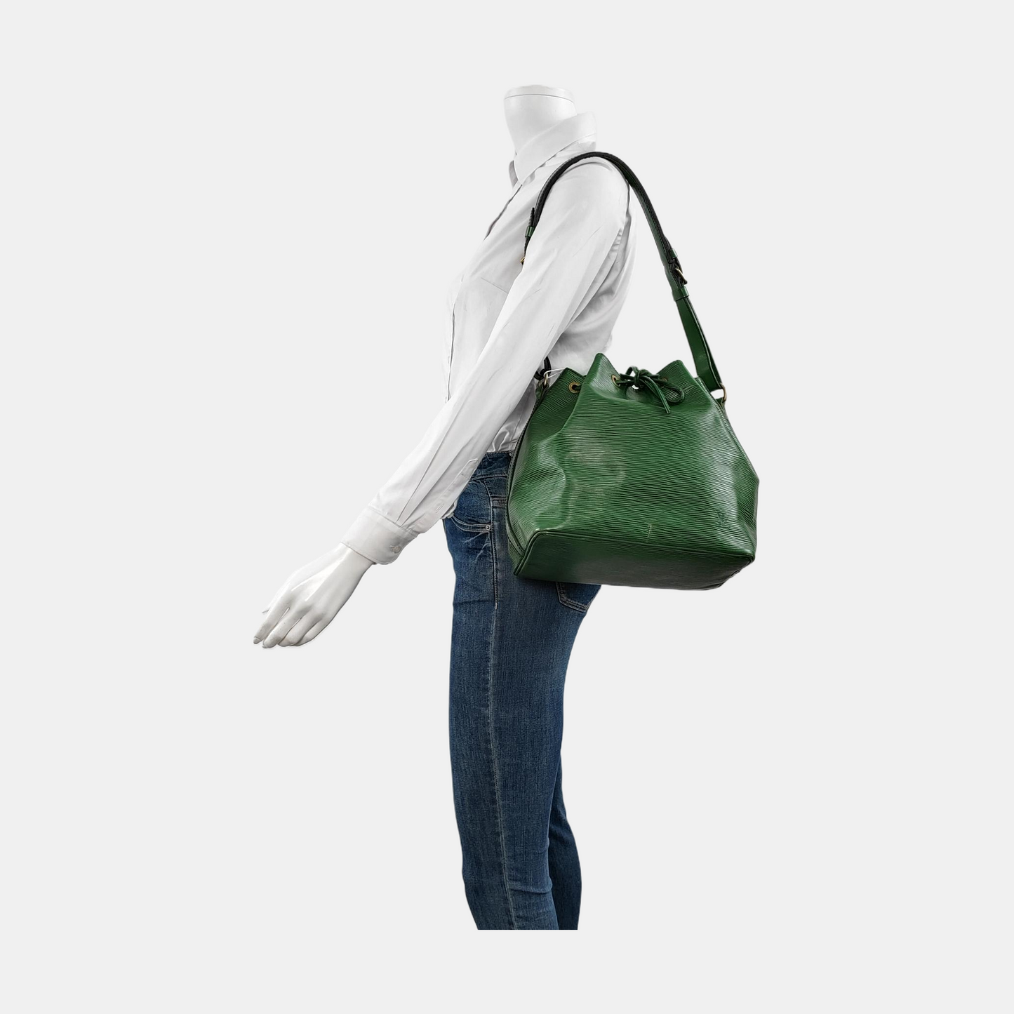 LOUIS VUITTON NÉONOÉ Small size 绿色EPI牛皮水波纹Bucket bag斜挎包Shoulder Bag Handbag Golden hardware Vintage model Removable shoulder strap-(SKU)-950349163