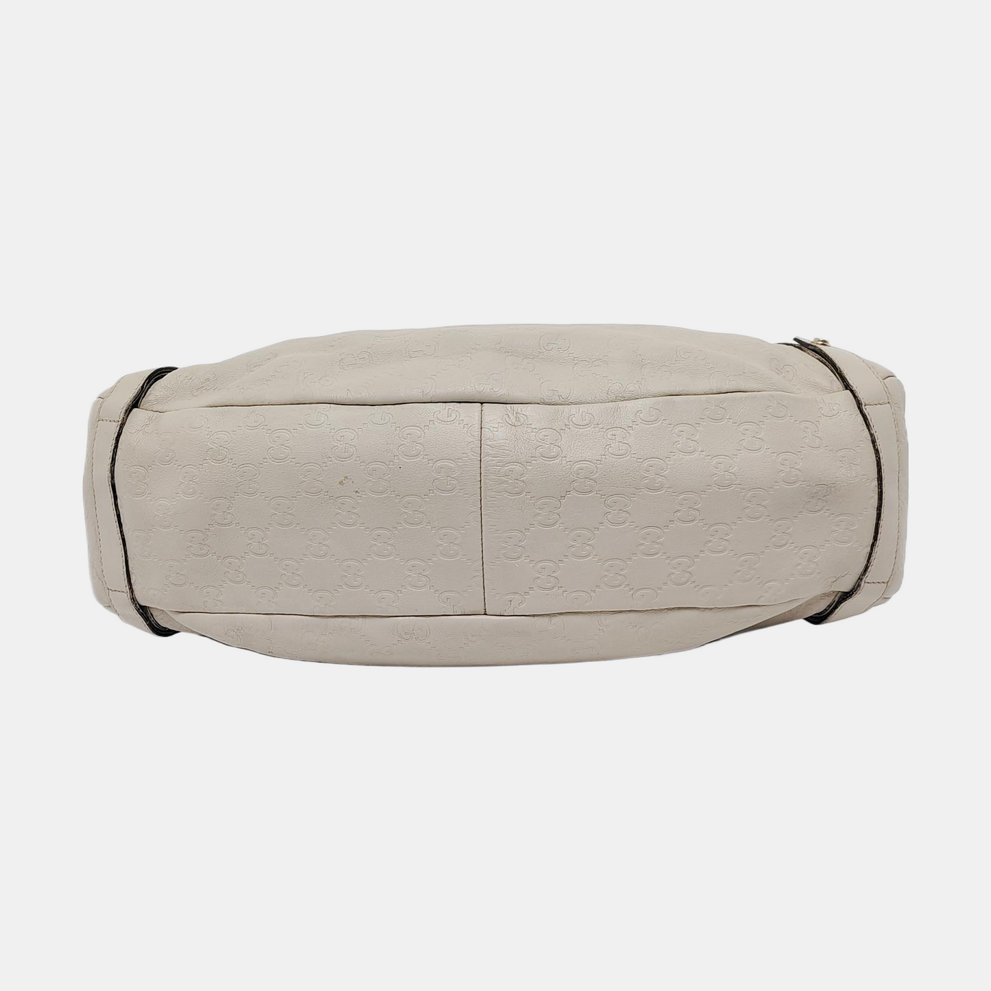 GUCCI Abbey Beige Leather Monogrammed Texture Handbag and Single Shoulder Bag Golden Silver Hardware-(SKU)-950265695