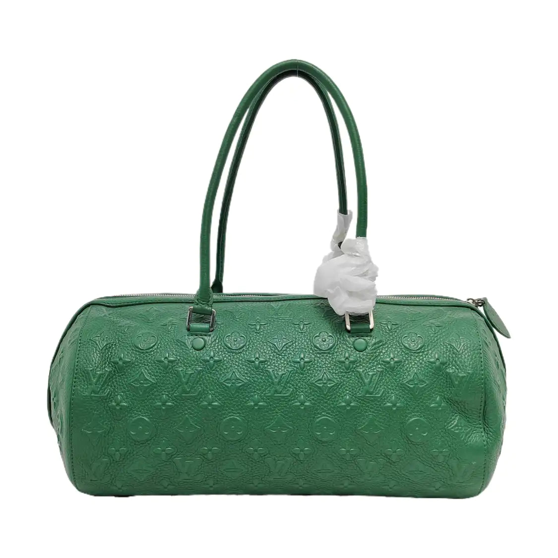 LOUIS VUITTON NEO PAPILLON Green leather monogram embossed Boston bag shoulder bag handbag crossbody bag with silver hardware and removable shoulder strap-(SKU)-950486296