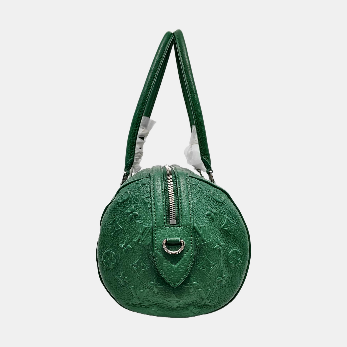 LOUIS VUITTON NEO PAPILLON Green leather monogram embossed Boston bag shoulder bag handbag crossbody bag with silver hardware and removable shoulder strap-(SKU)-950486296