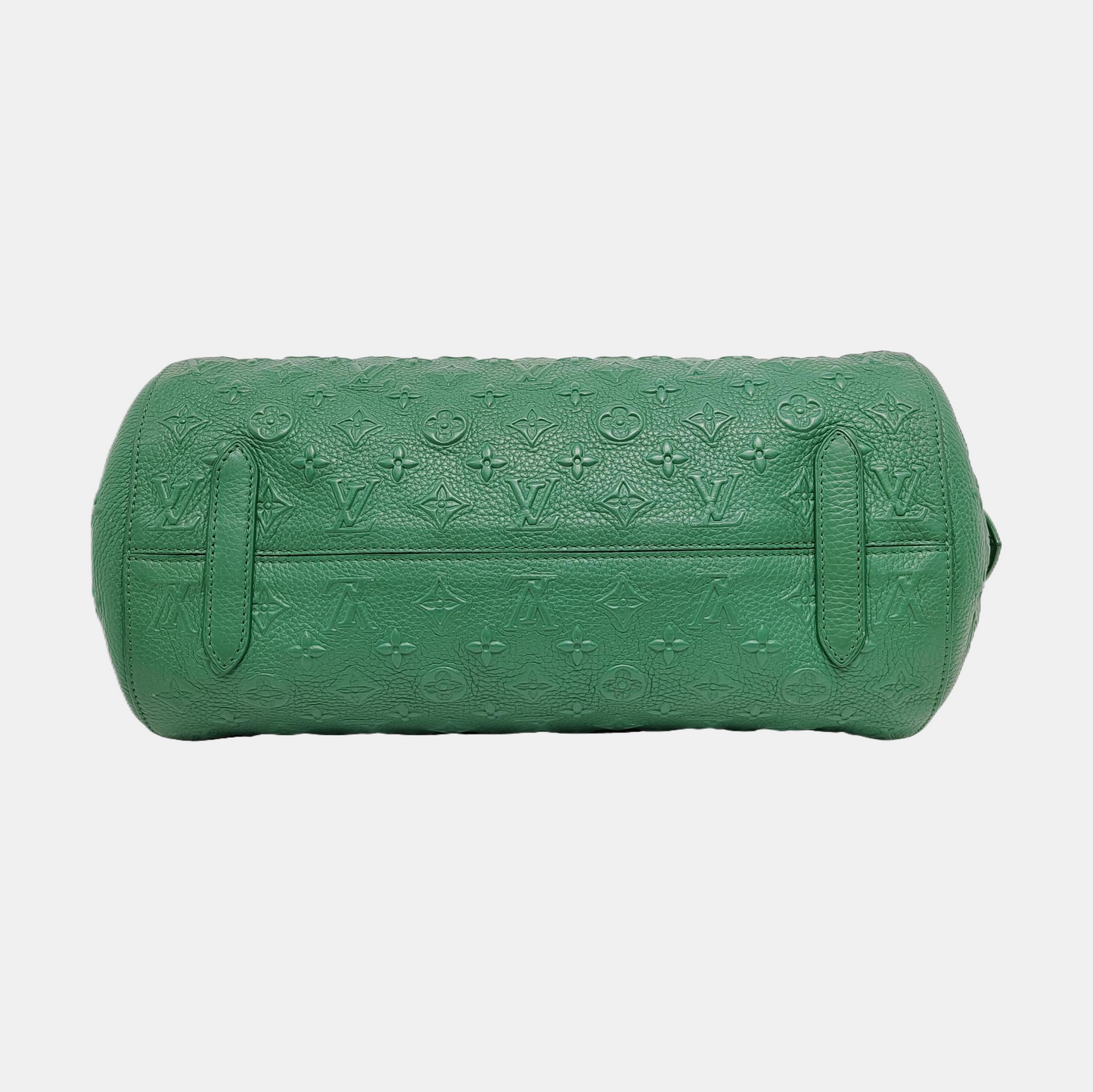LOUIS VUITTON NEO PAPILLON Green leather monogram embossed Boston bag shoulder bag handbag crossbody bag with silver hardware and removable shoulder strap-(SKU)-950486296