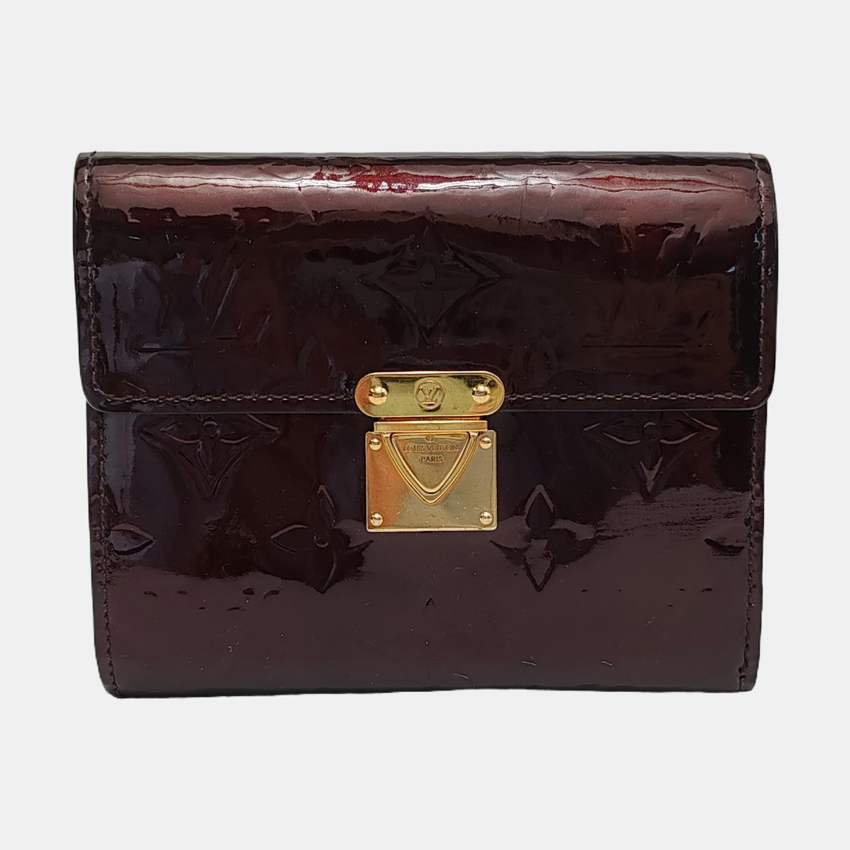 LOUIS VUITTON KOALA Burgundy patent leather vintage embossed wallet Golden hardware-(SKU)-950590623