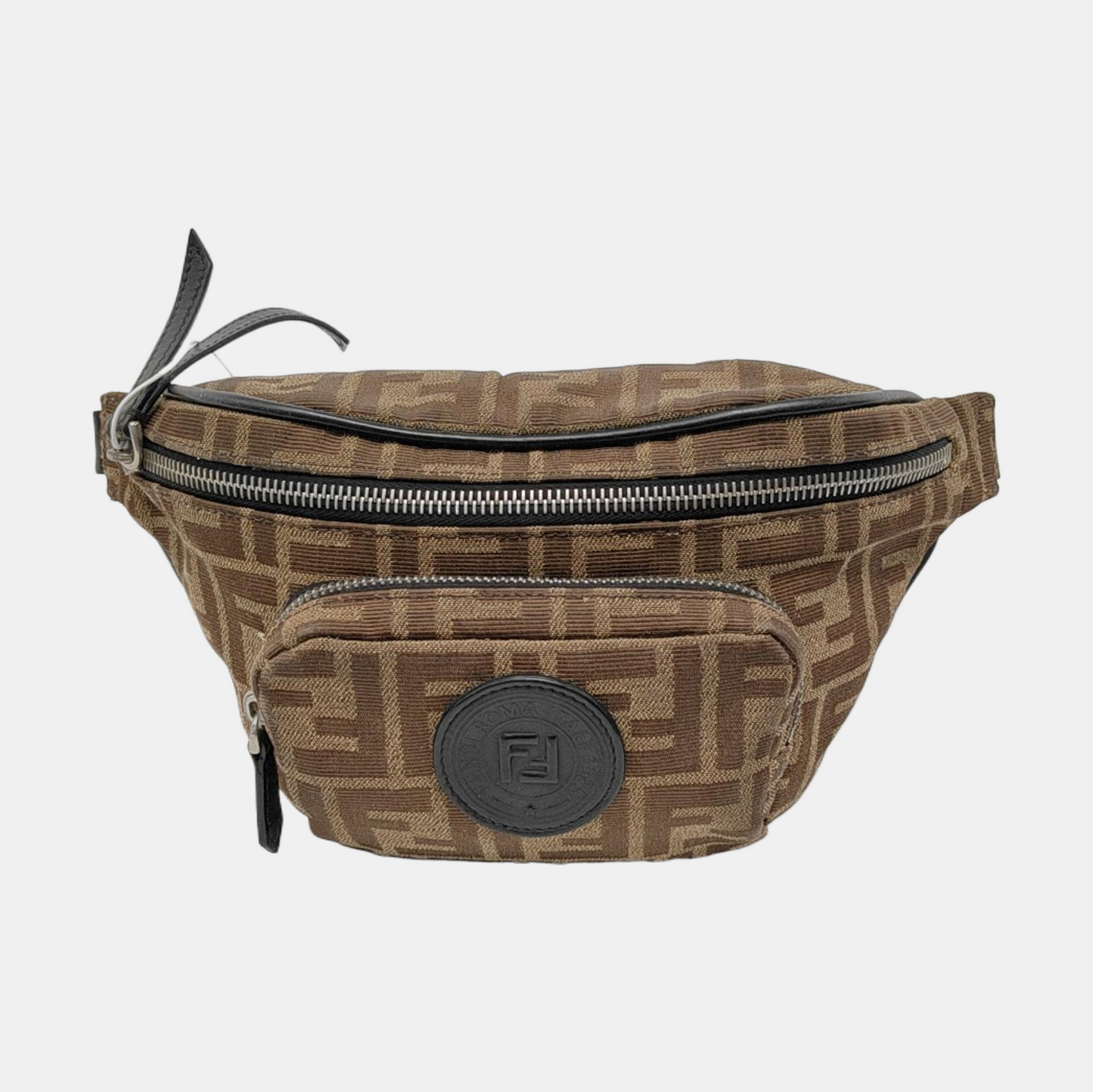 FENDI 棕色帆布双F腰包腰包/胸包 Silver Hardware-(SKU)-937615271